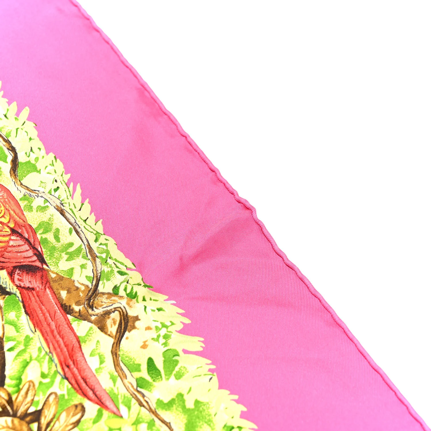 Silk Equateur Scarf 90 Rose Vif Vert Jaune - Image 7