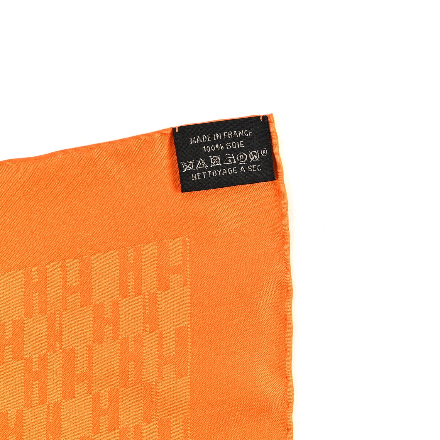 Silk Faconnee Grand H Pocket Square Scarf 45 Orange Vif - Image 3