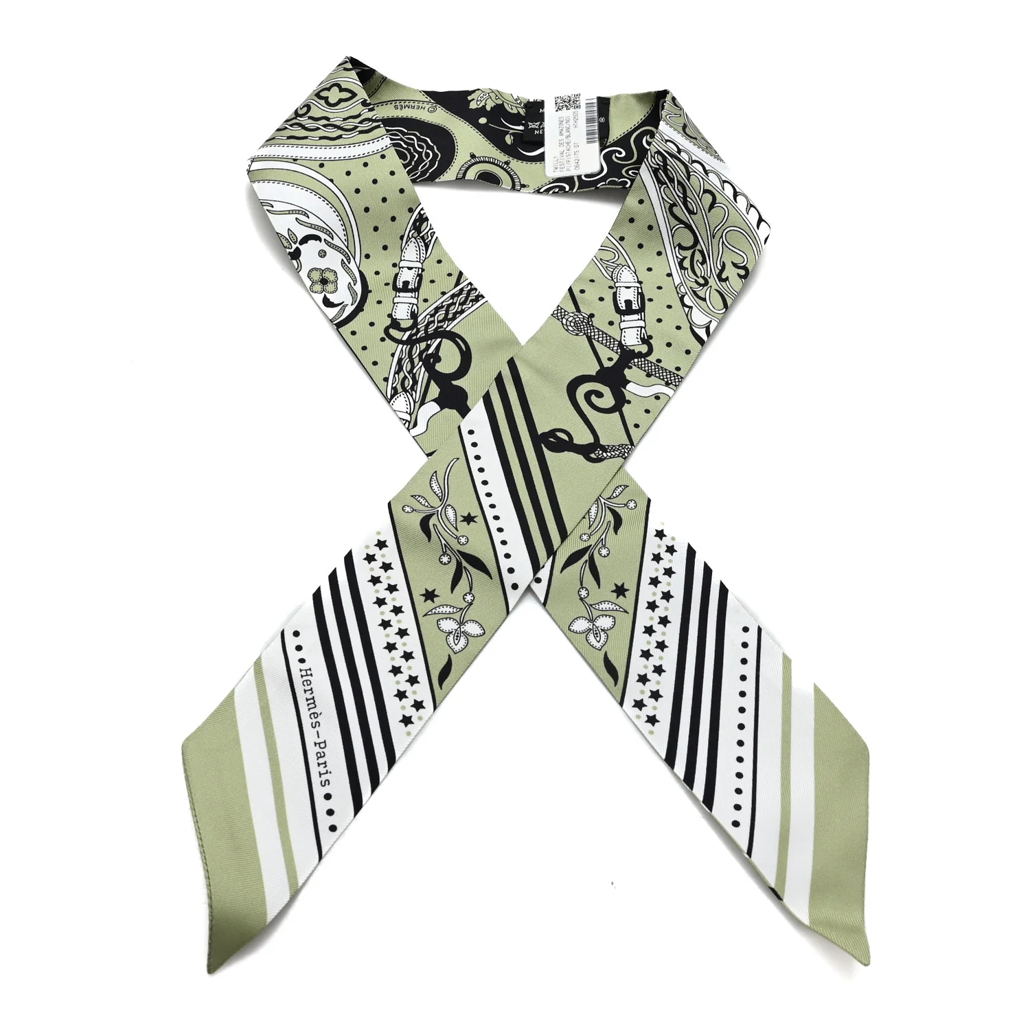 Silk Festival Des Amazones Twilly Pistachio Black White