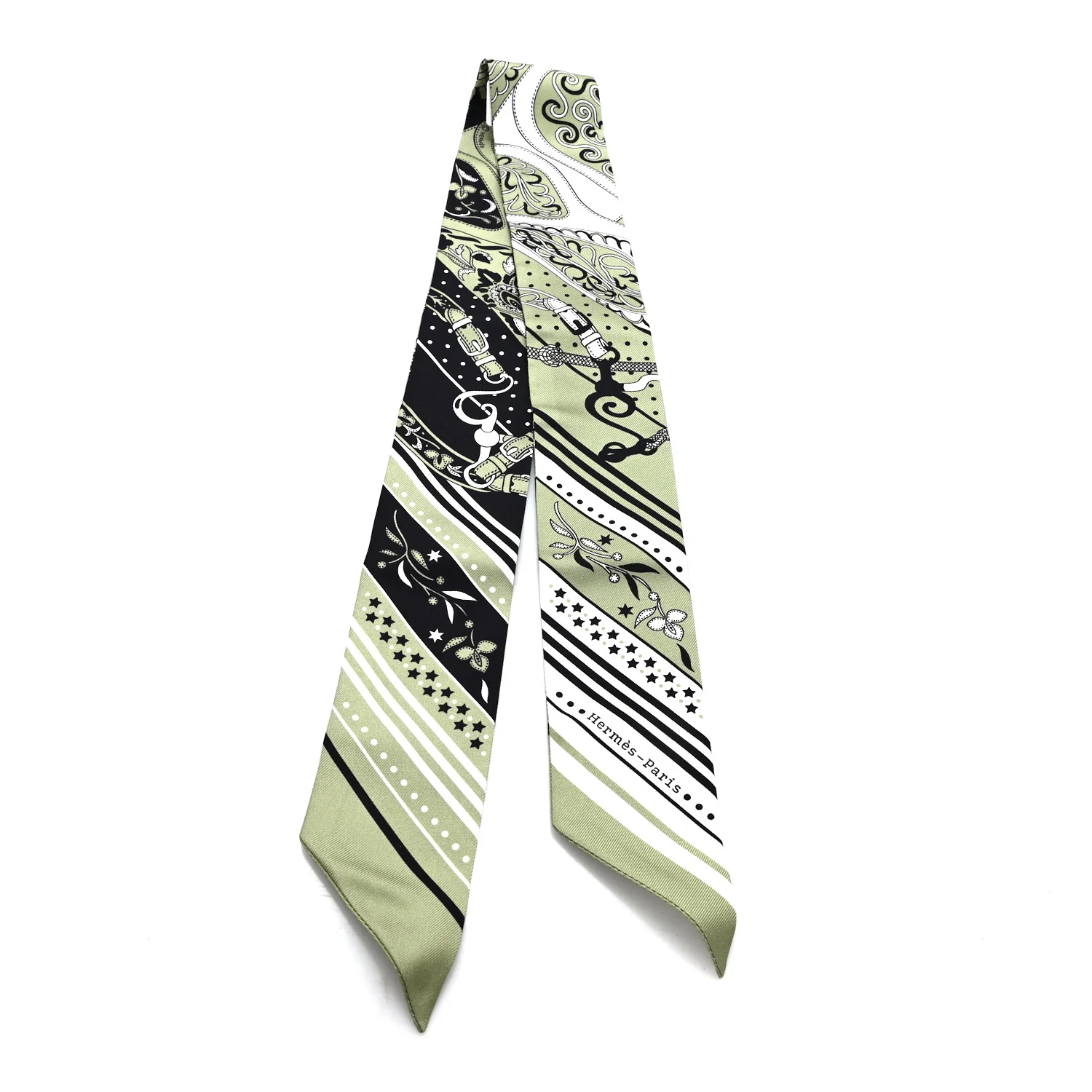 Silk Festival Des Amazones Twilly Pistachio Black White - Image 2