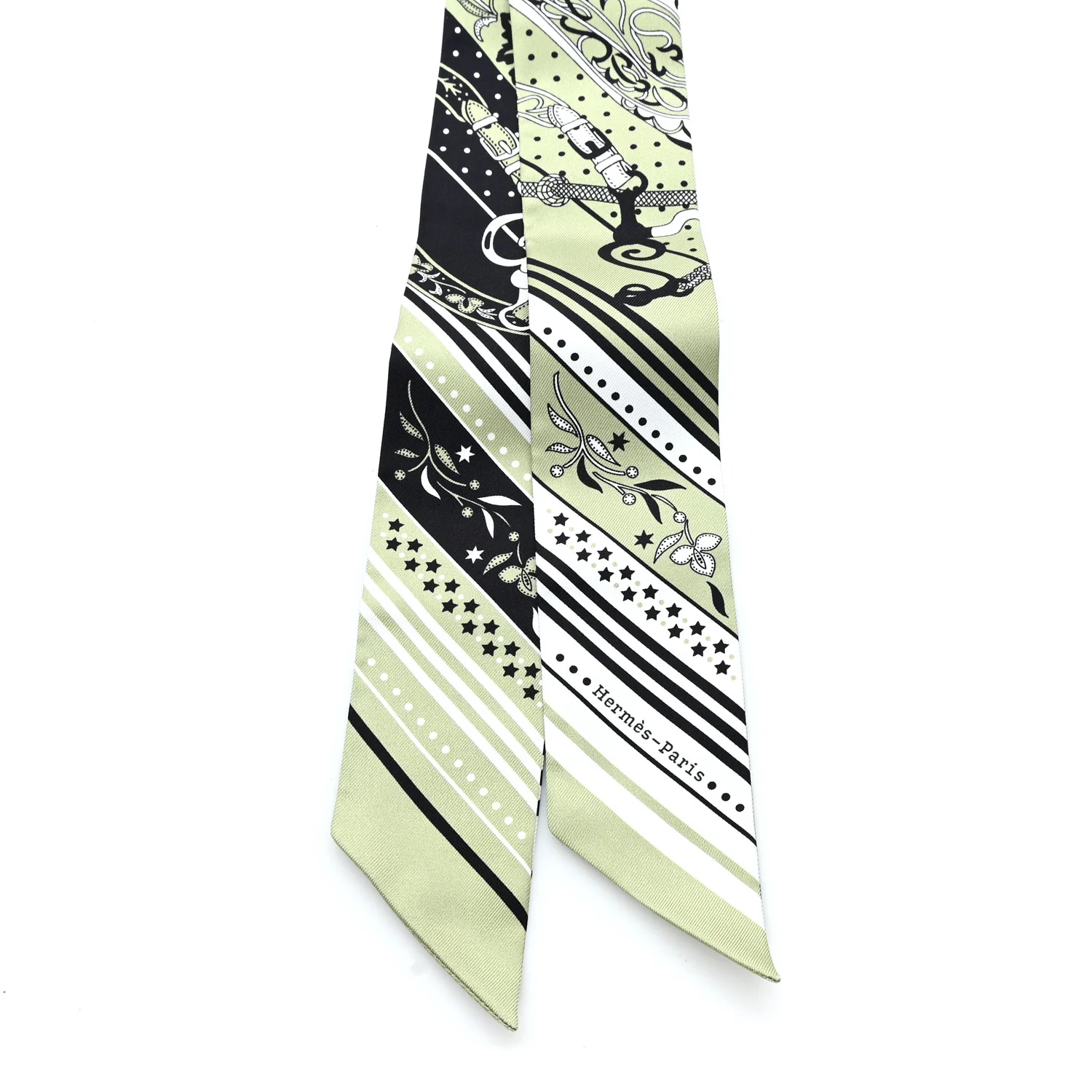 Silk Festival Des Amazones Twilly Pistachio Black White - Image 2