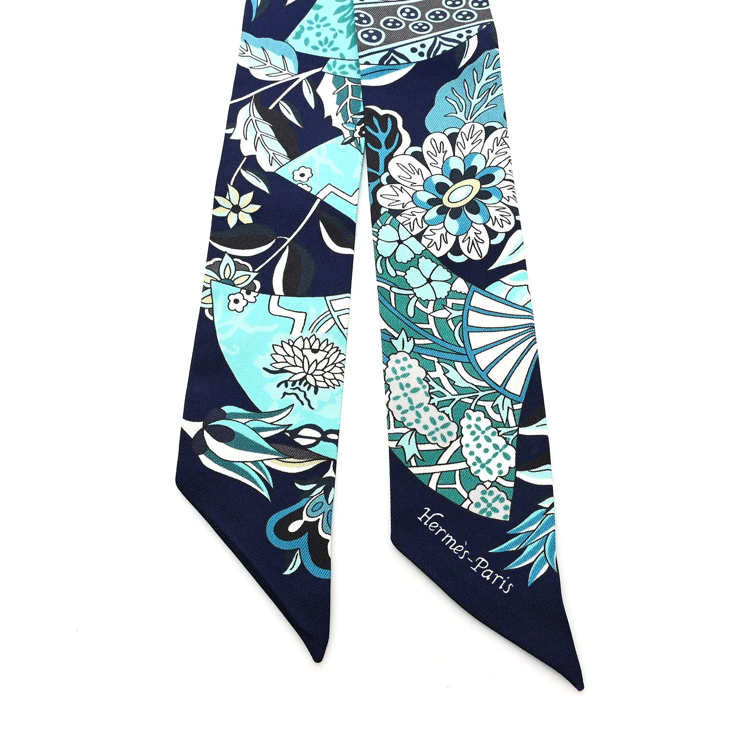 Silk Fleurs et Papillons de Tissus Twilly Bleu - Image 2