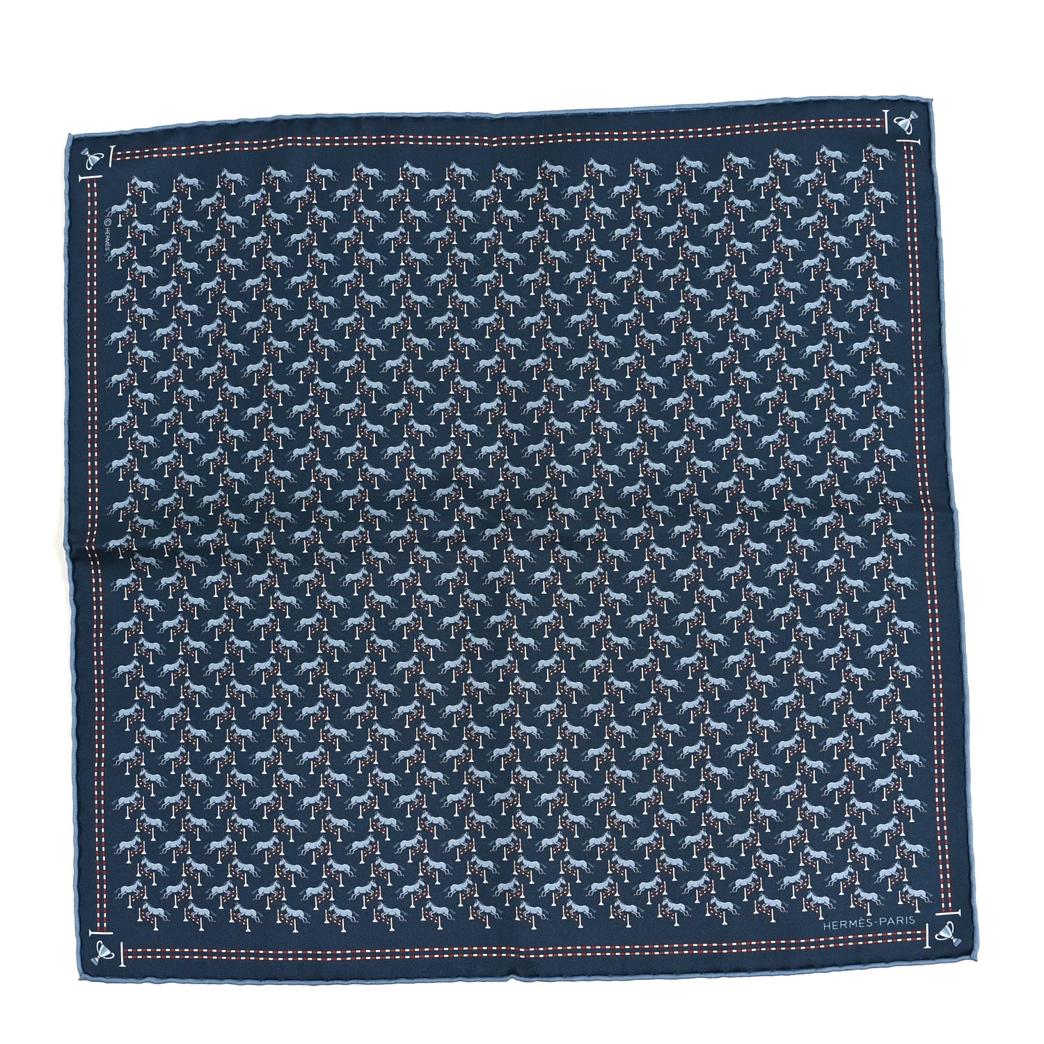 Silk Imprime Free Jump Pocket Square 45 Marine Bleu Moyen Rouge