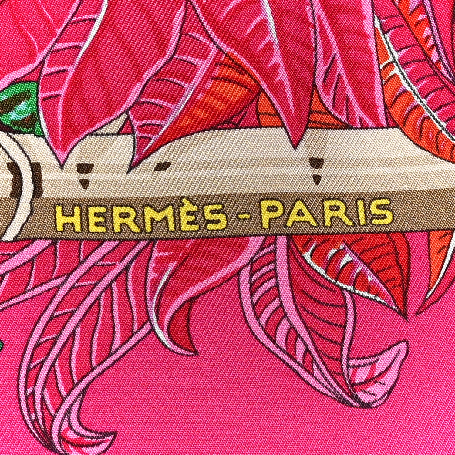 Silk Jardins D Hiver Scarf 90 Rose Vif Vert Creme - Image 2