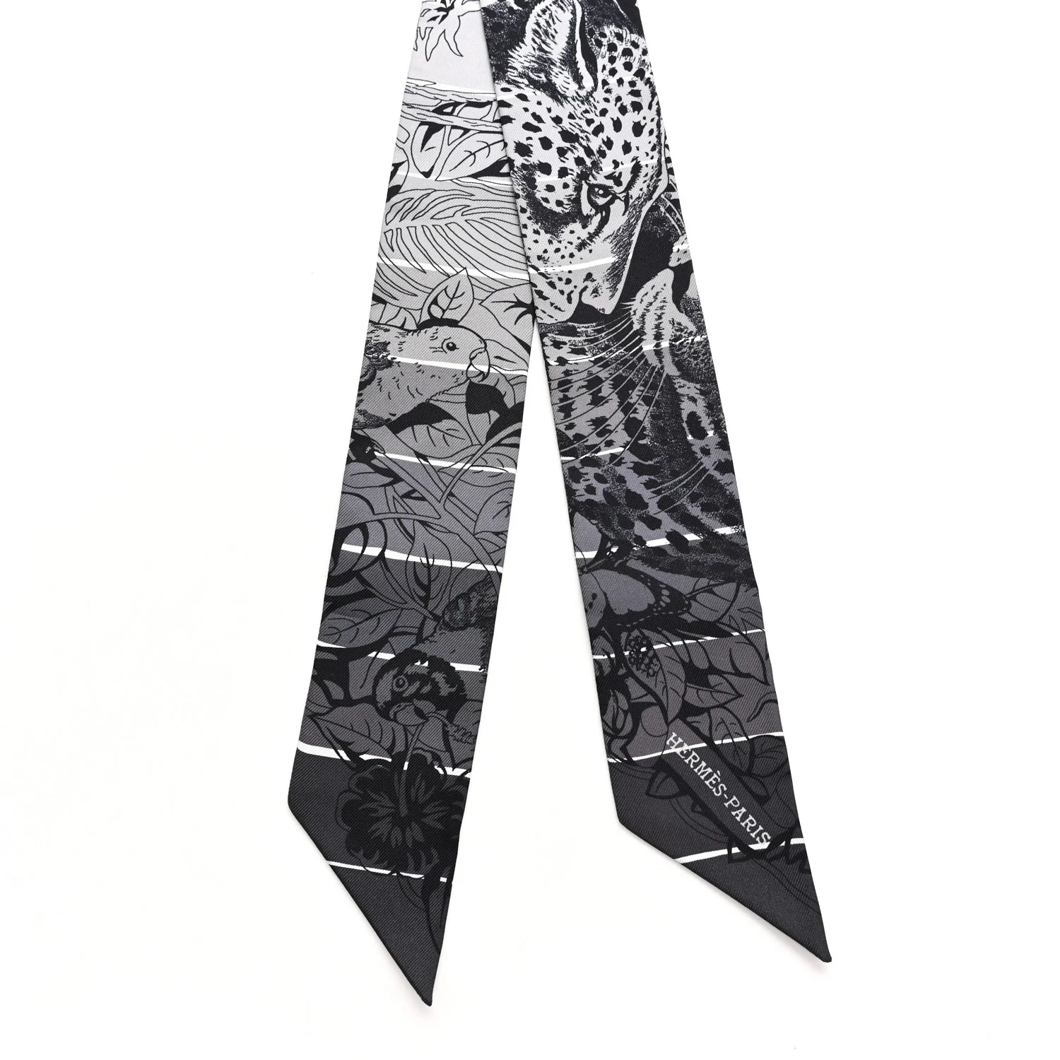 Silk Jungle Love Rainbow Twilly Gris Black White - Image 2