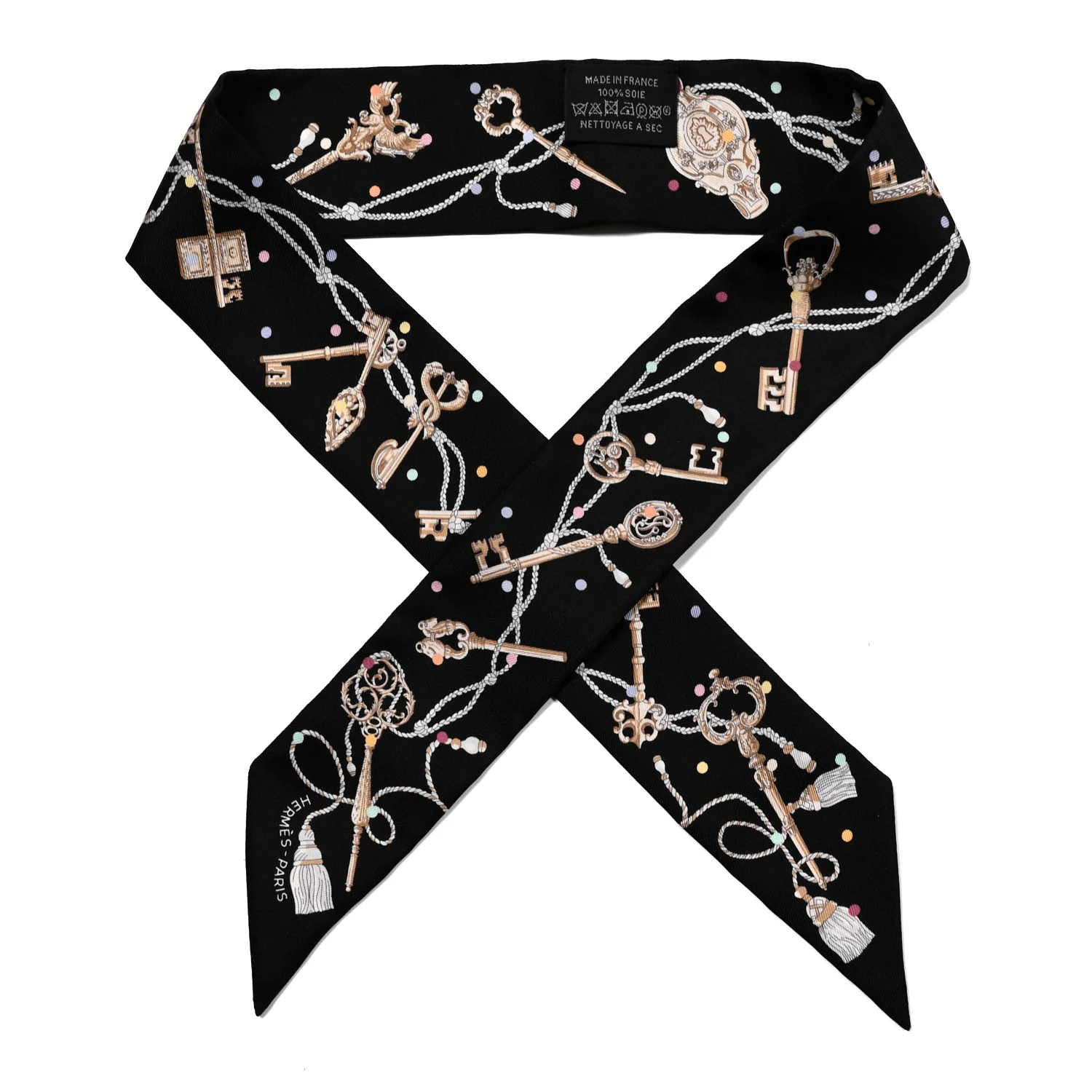 Silk Les Cles A Pois Twilly Black Beige Rose Multicolor