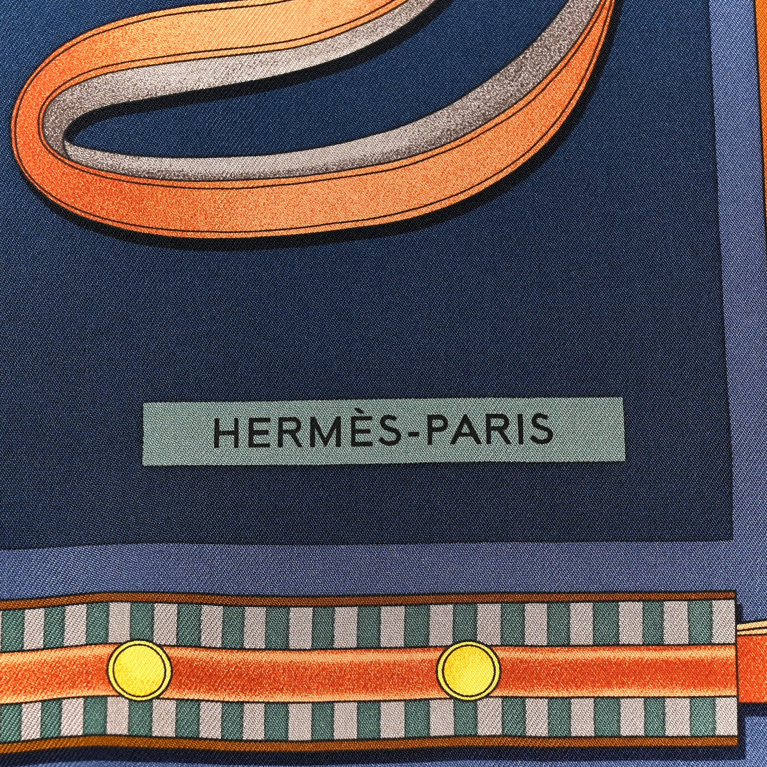 Silk Lettres Equestre Scarf 90 Bleu Ardoise Vert - Image 2