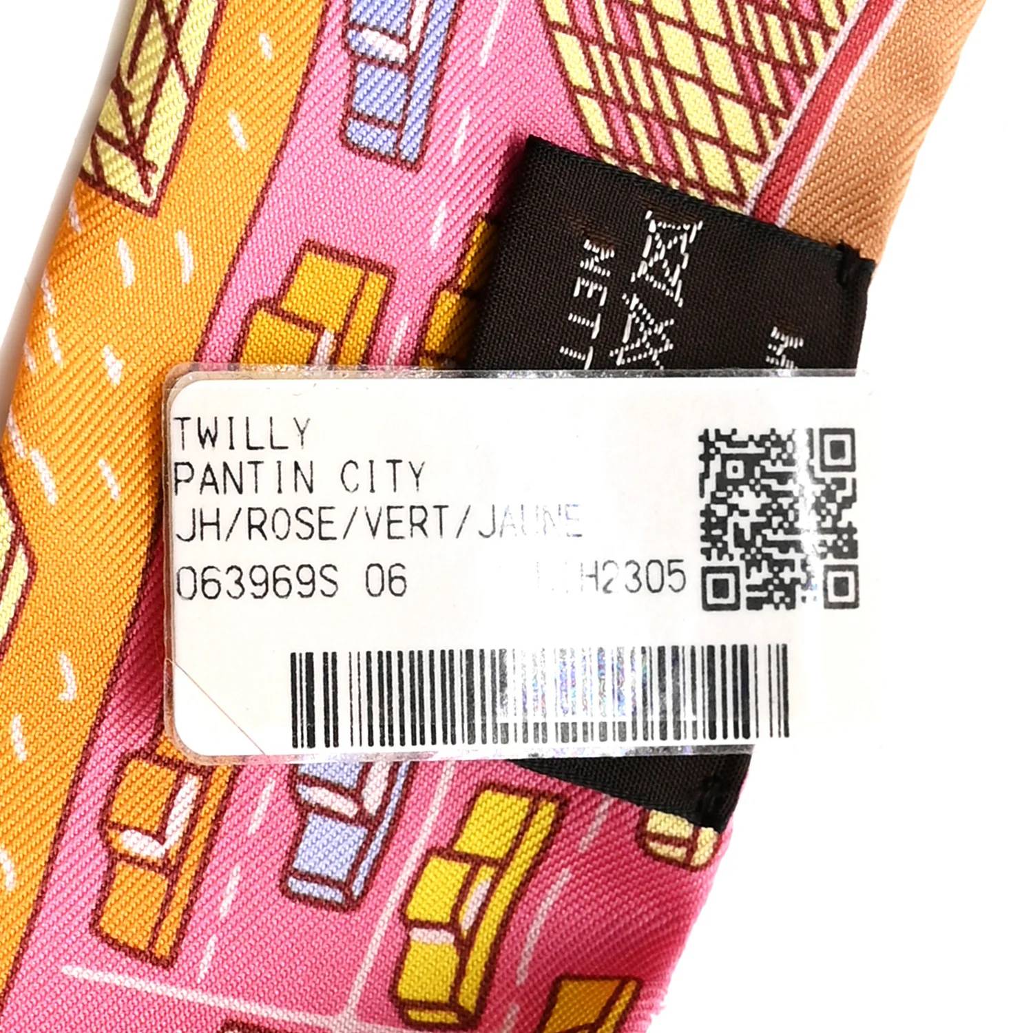 Silk Pantin City Twilly Rose Vert Jaune - Image 4
