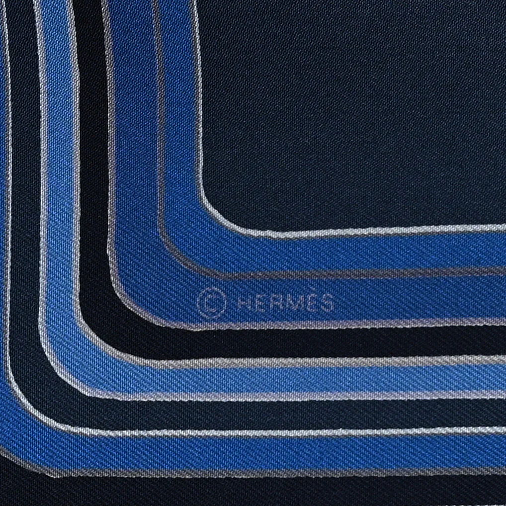 Silk Pegase Paysage Hermes Scarf 90 Marine Moyen - Image 5