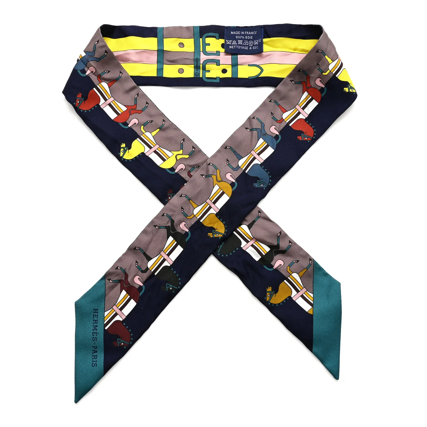 Silk Rocabar Twilly Marine Jaune Vif Vert