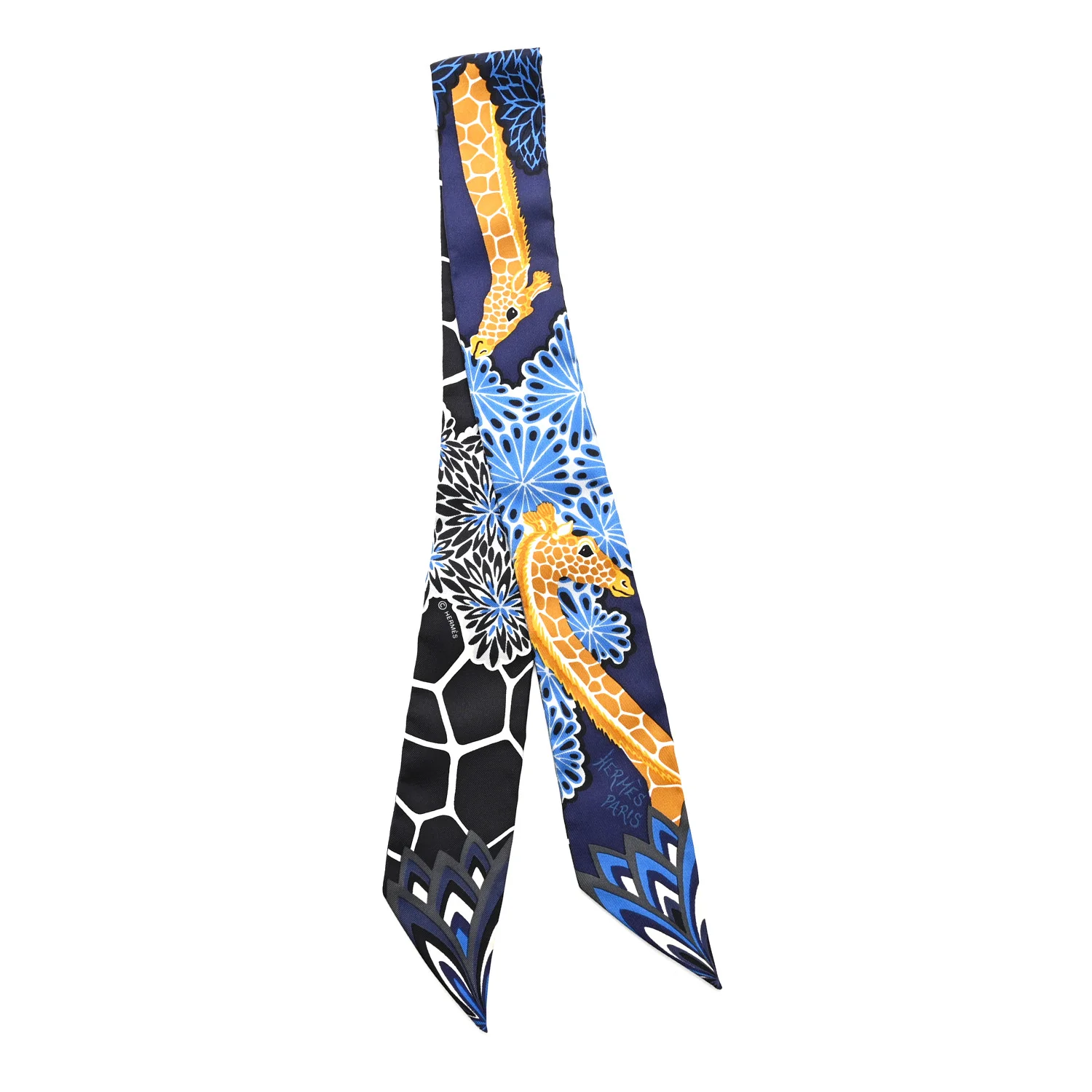 Silk The Three Graces Twilly Bleu Nuit Gold Black - Image 2