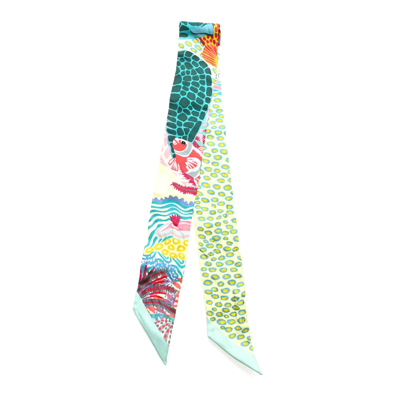 Silk Under The Waves Twilly Vert D Eau Jaune Soufre Rose - Image 2