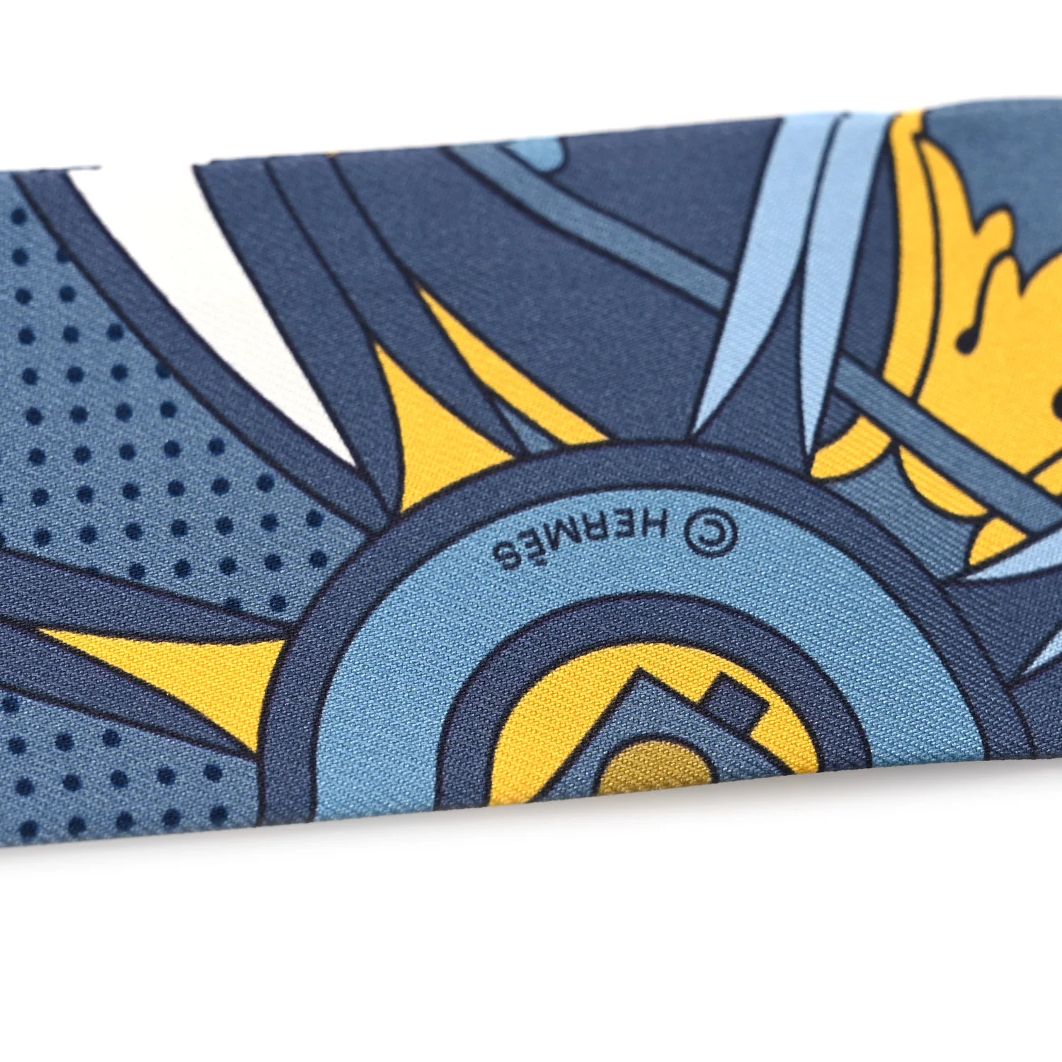 Silk Washington's Carriage Detail Twilly Gris Bleu Jean Jaune - Image 3