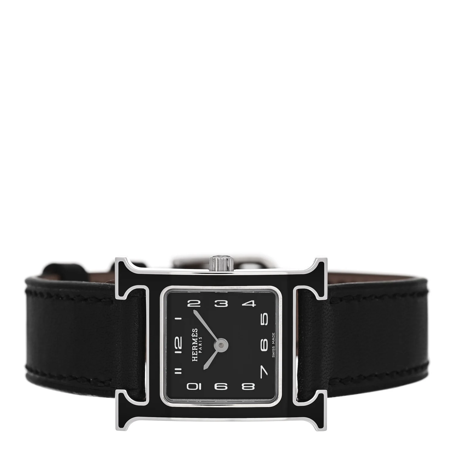 Stainless Steel Barenia Lacquer 21mm Heure H Hour Quartz Watch Noir - Image 2