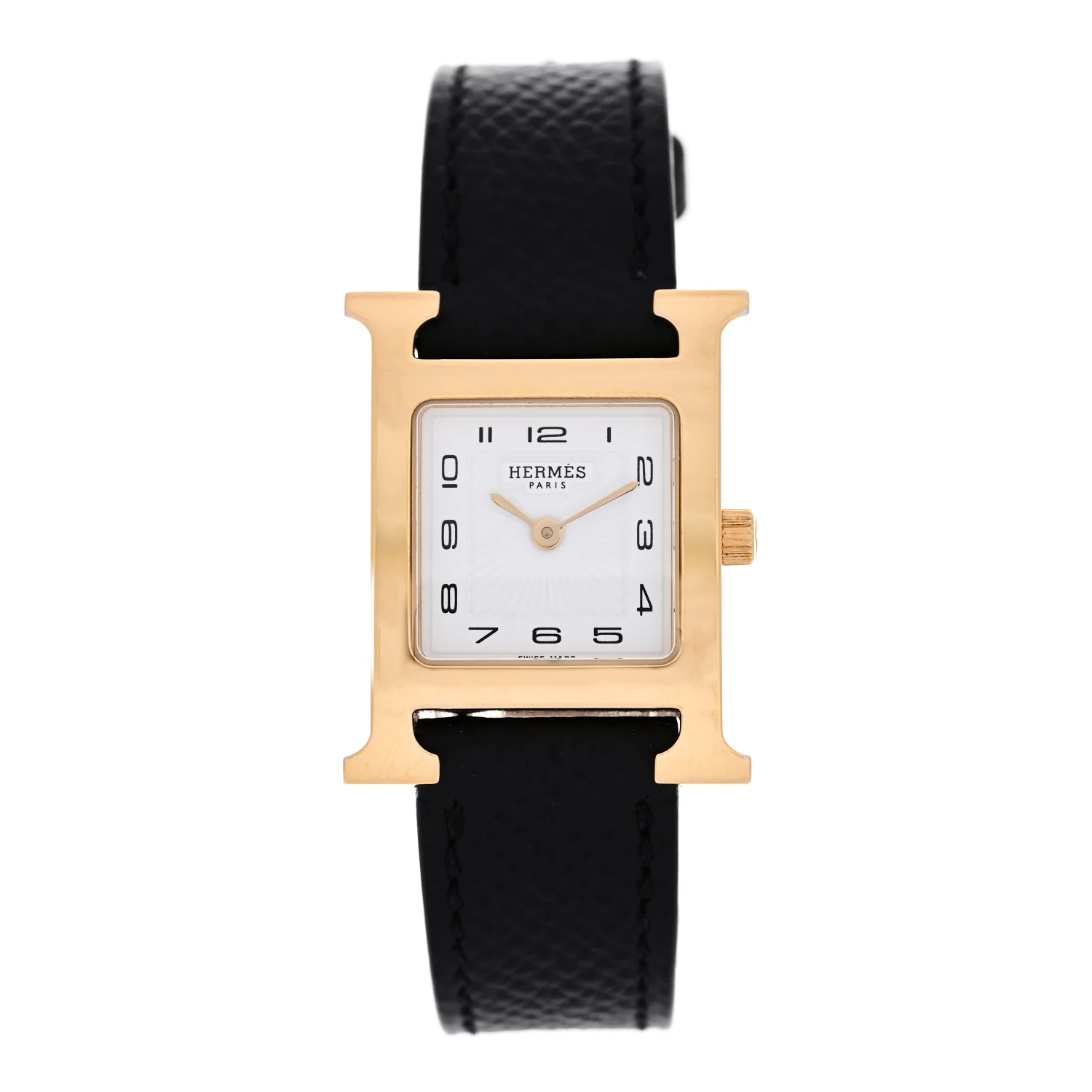 Stainless Steel Epsom 21mm Heure H Hour Quartz Watch Noir