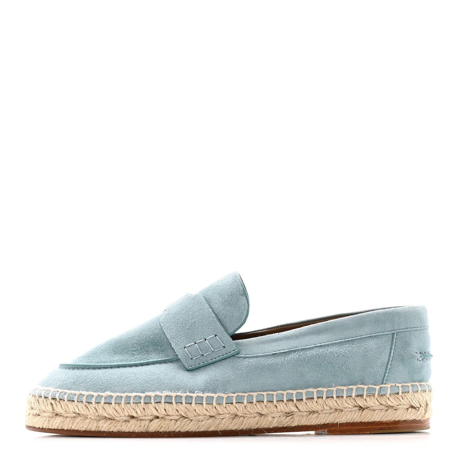 Suede Calfskin Womens Trip Espadrilles 36 Vert D'Eau