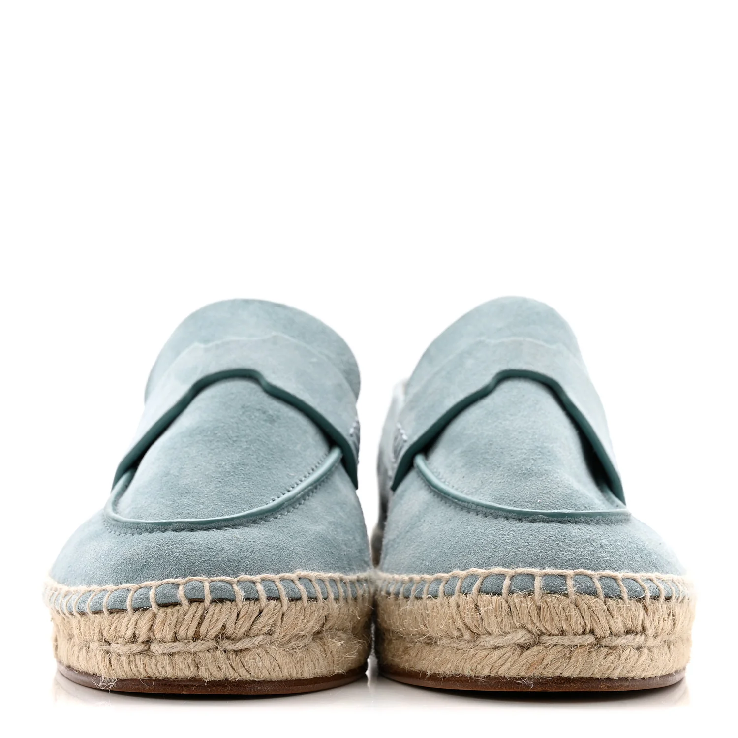 Suede Calfskin Womens Trip Espadrilles 36 Vert D'Eau - Image 3