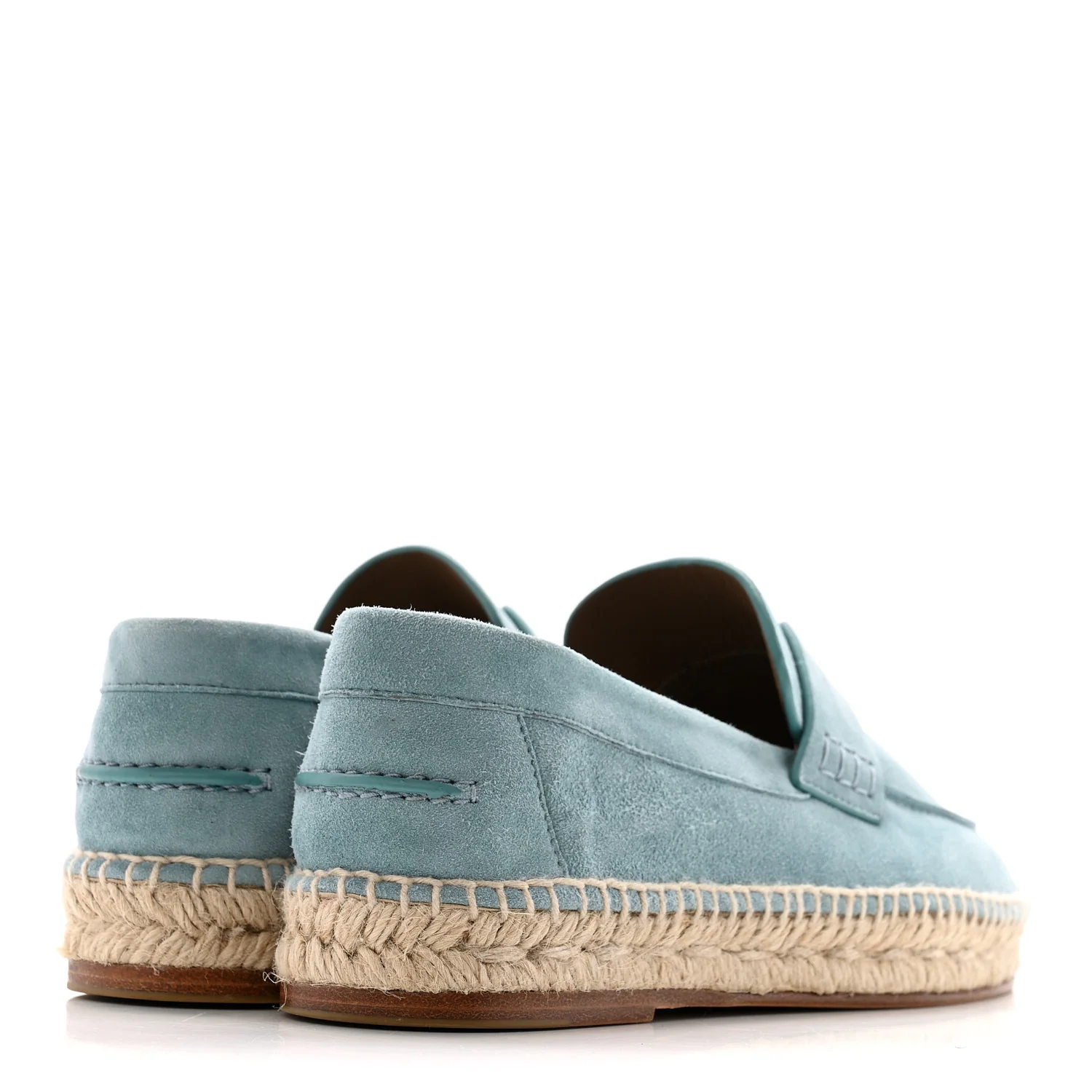 Suede Calfskin Womens Trip Espadrilles 36 Vert D'Eau - Image 5