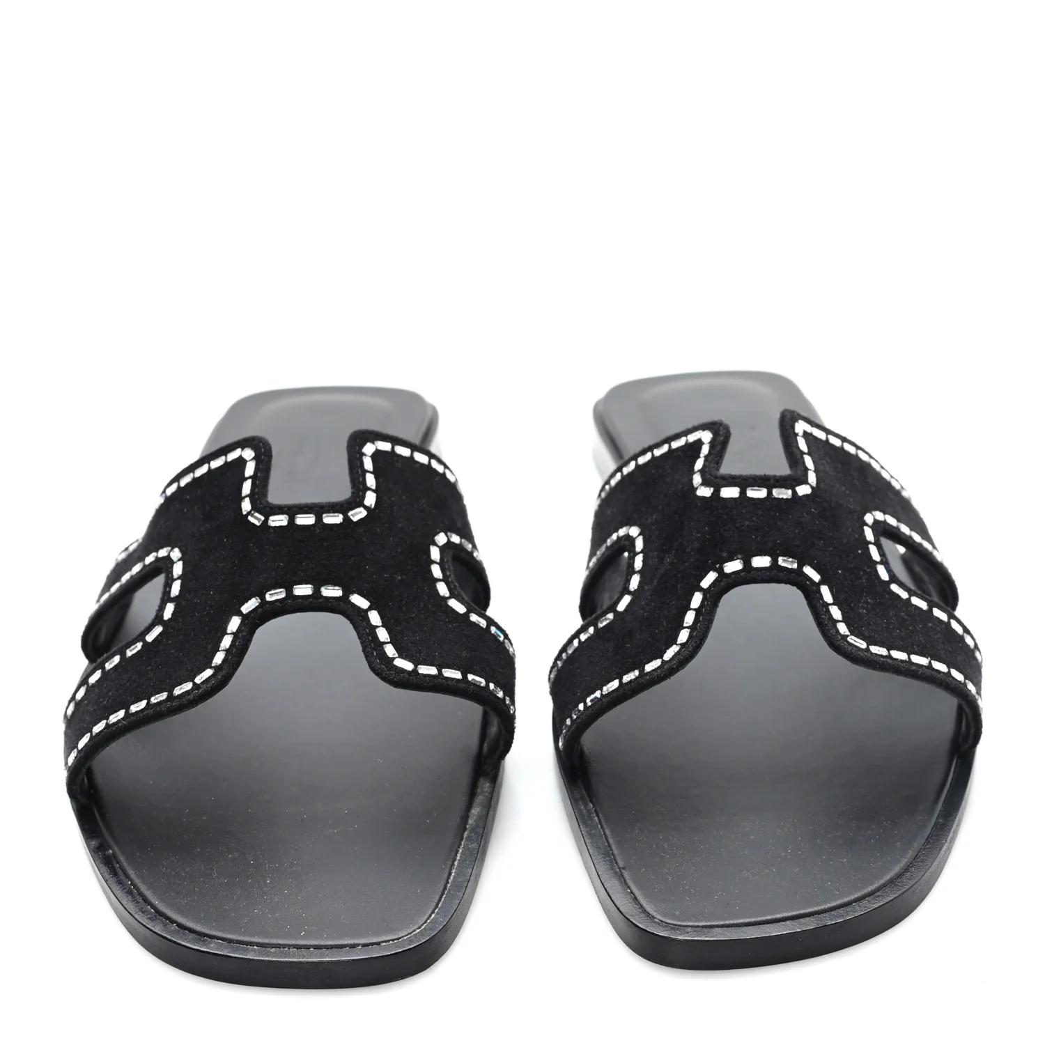 Suede Goatskin Crystal Embellished Oran Sandals 38 Black - Image 3