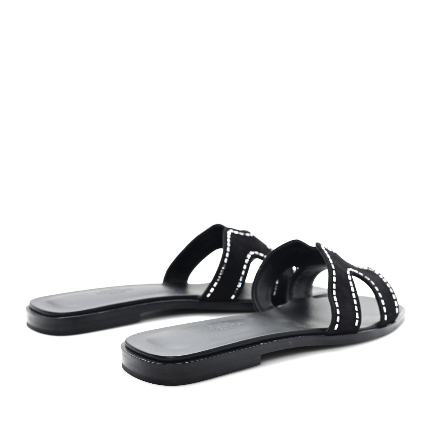 Suede Goatskin Crystal Embellished Oran Sandals 38 Black - Image 5
