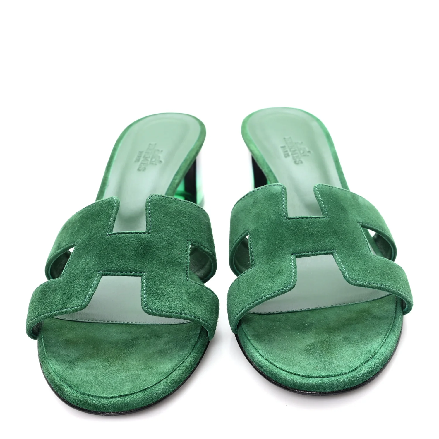 Suede Goatskin Oasis Sandals 39.5 Vert Electrique - Image 3