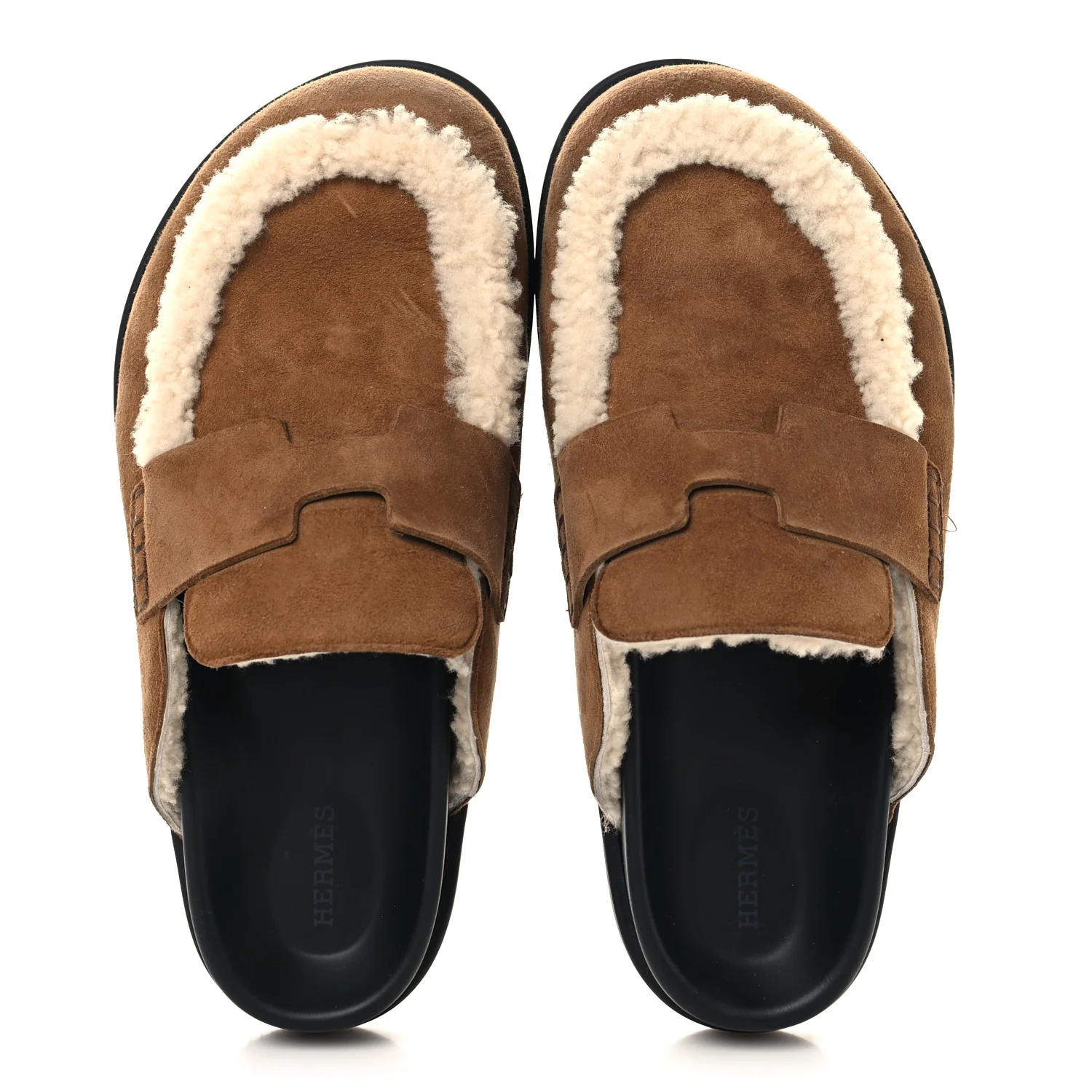 Suede Goatskin Shearling Go Mules 39 Brun Frume Ecru - Image 2