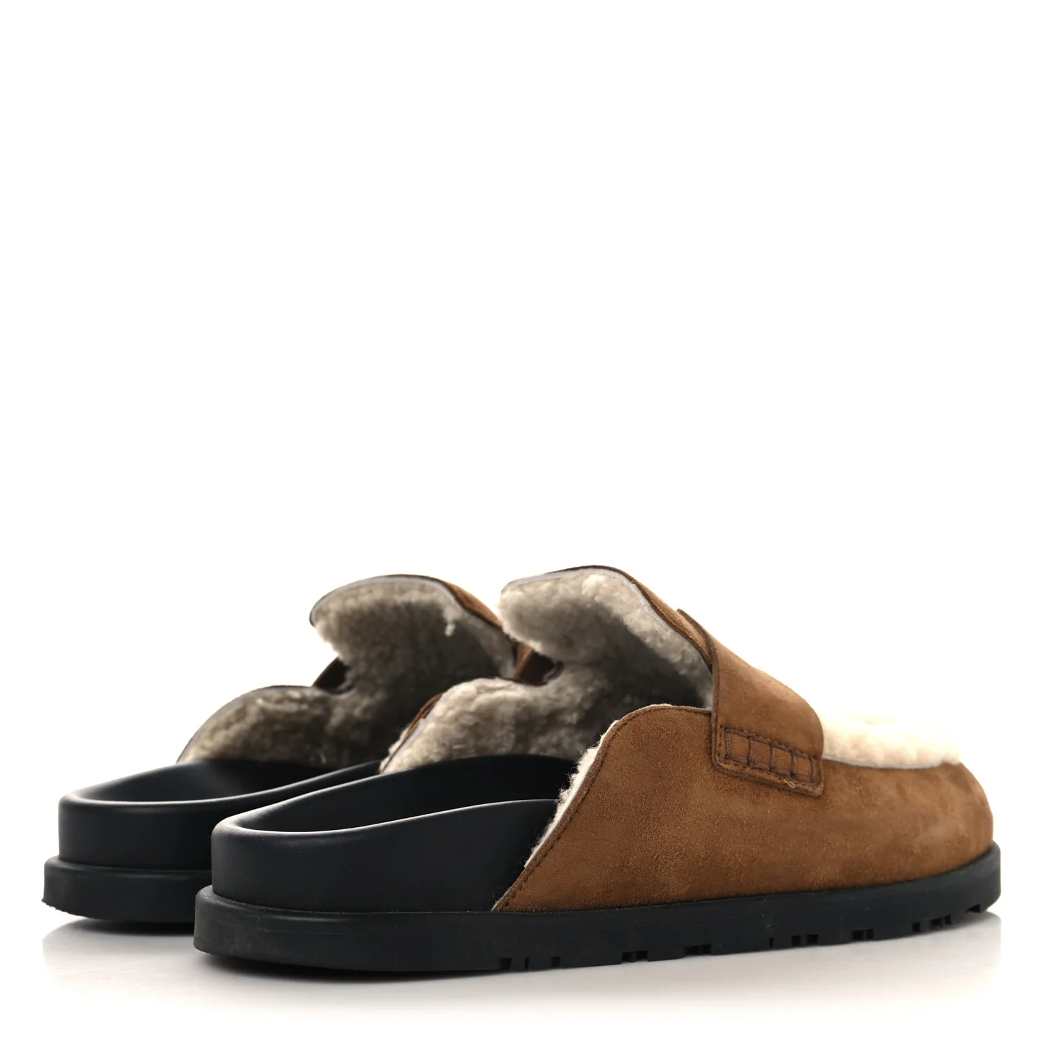 Suede Goatskin Shearling Go Mules 39 Brun Frume Ecru - Image 5