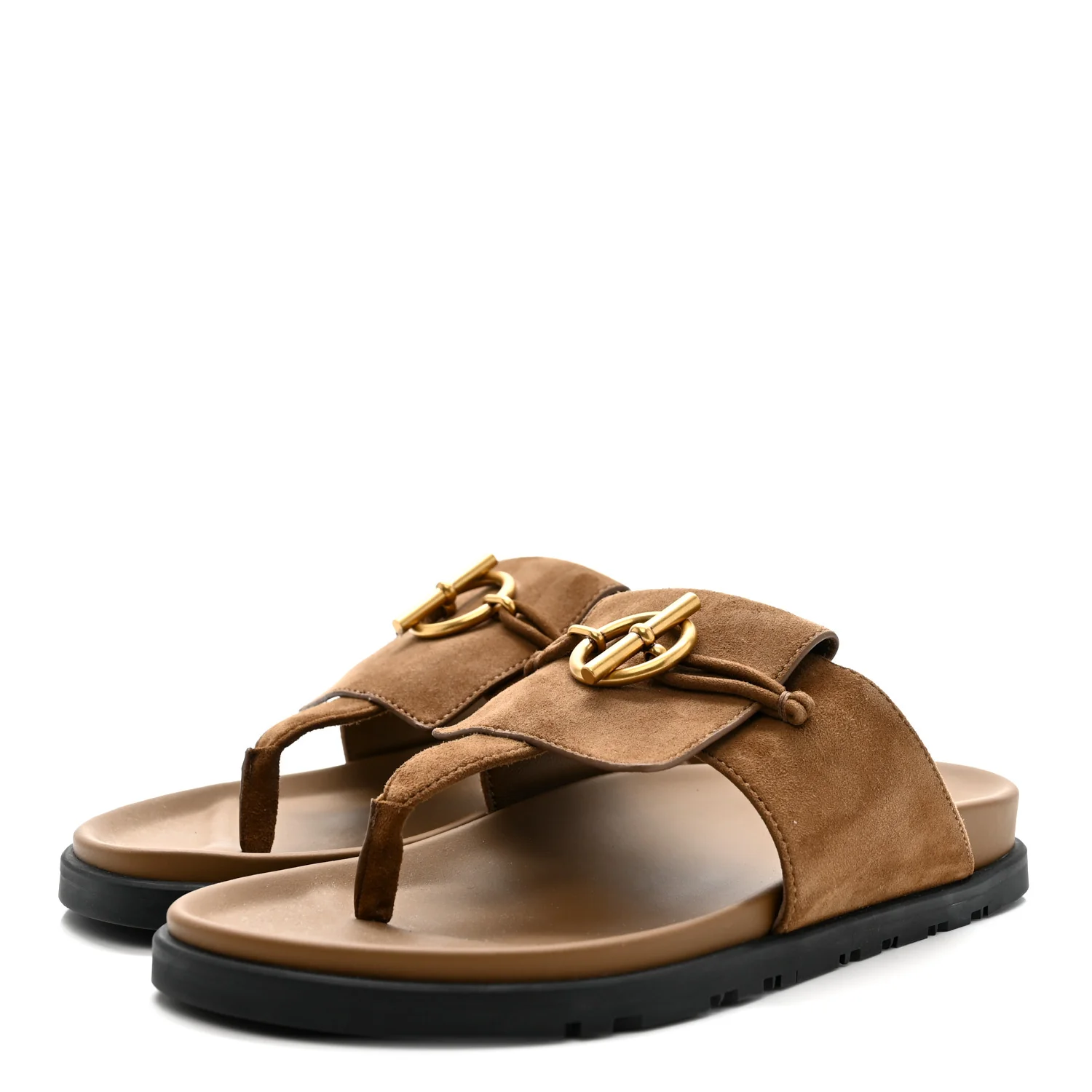 Suede Goatskin Womens Joyce Sandals 37 Brun Fume - Image 4