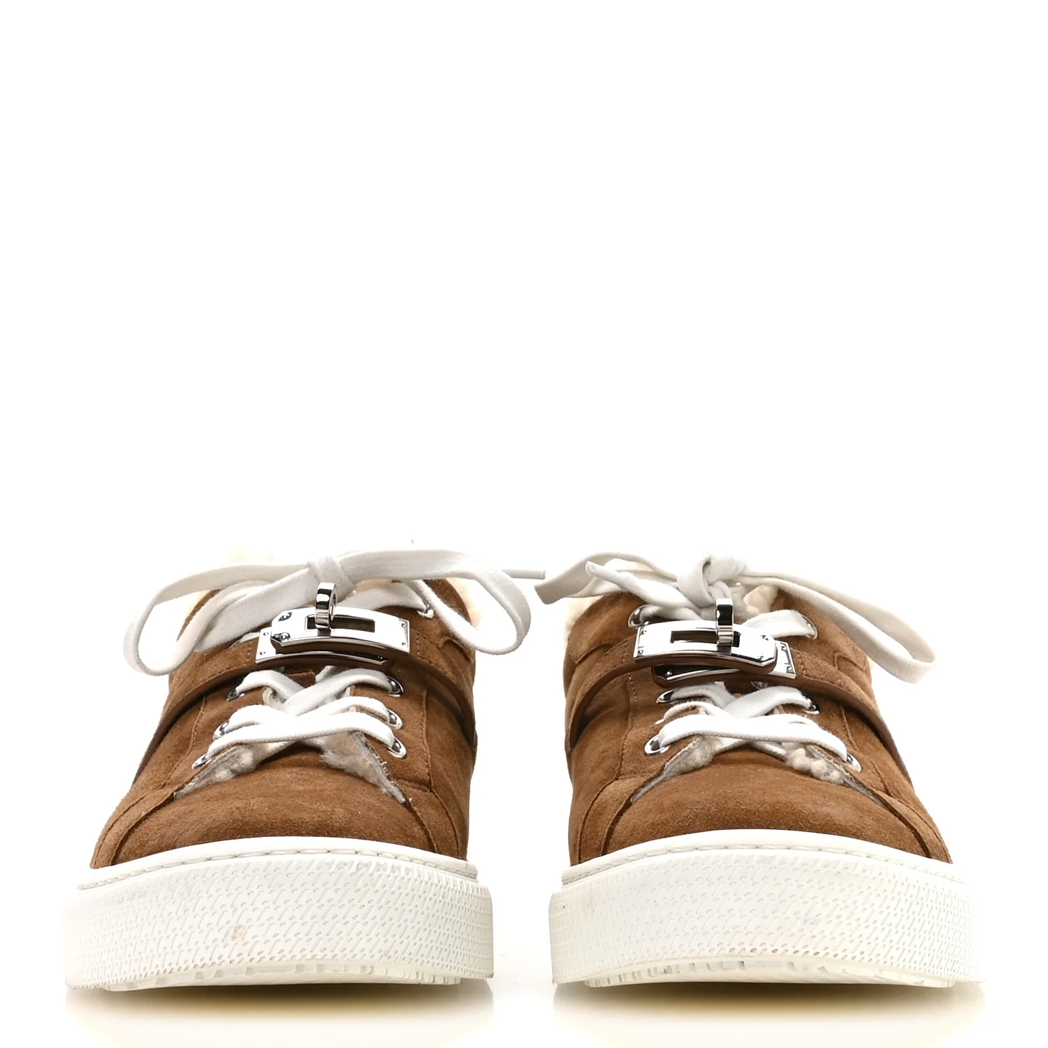 Suede Goatskin Woolskin Day Sneakers 38 Brun Fume Ecru - Image 3