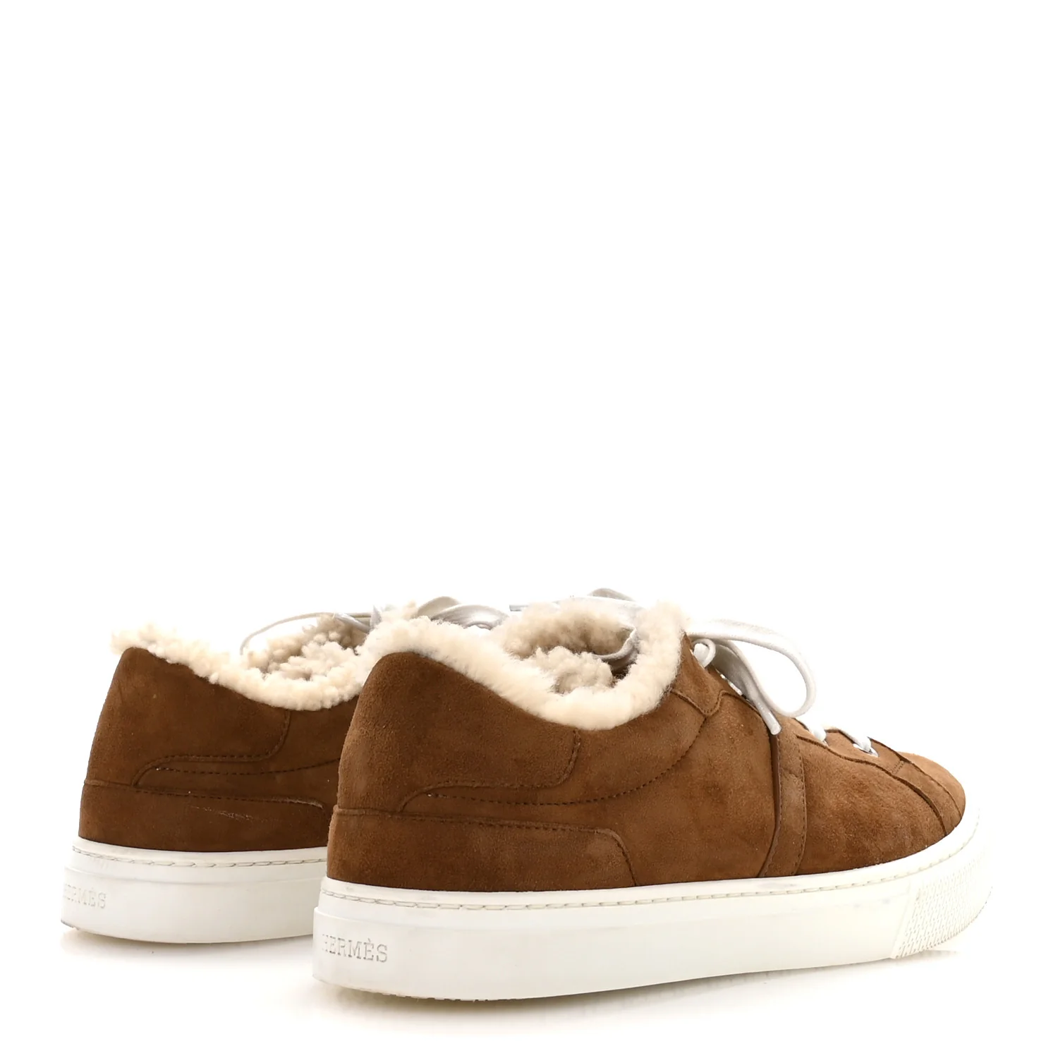 Suede Goatskin Woolskin Day Sneakers 38 Brun Fume Ecru - Image 5