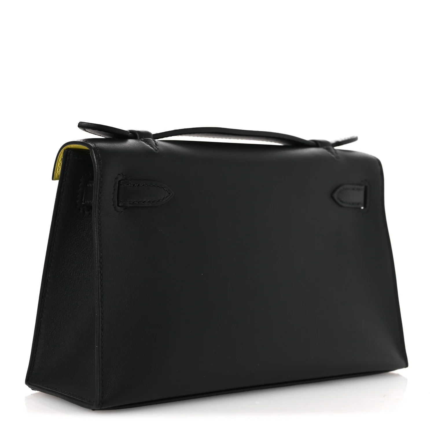 Swift Horseshoe Kelly Pochette Clutch Black Lime - Image 3