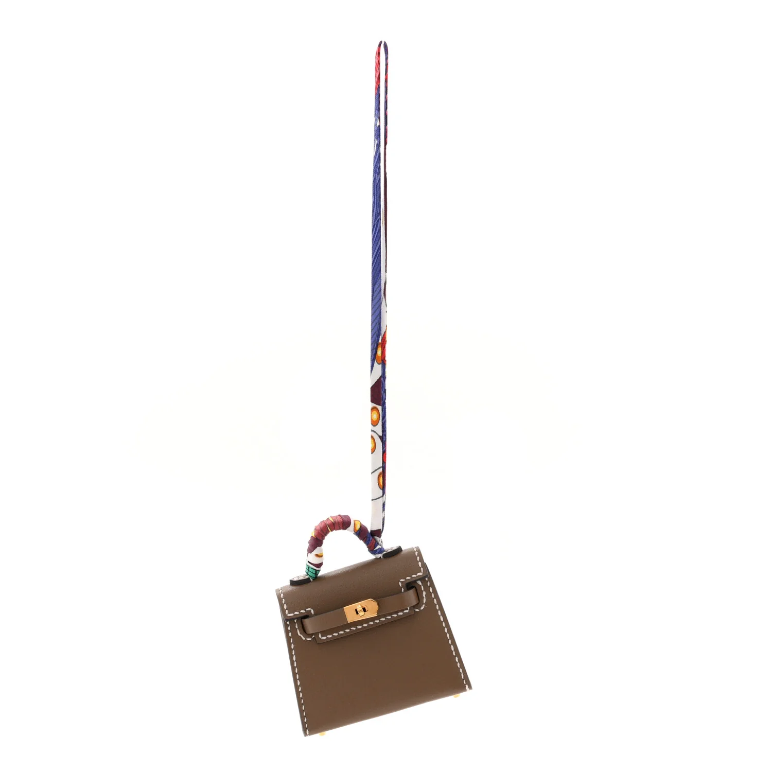 Tadelakt Mini Kelly Twilly Bag Charm Etoupe