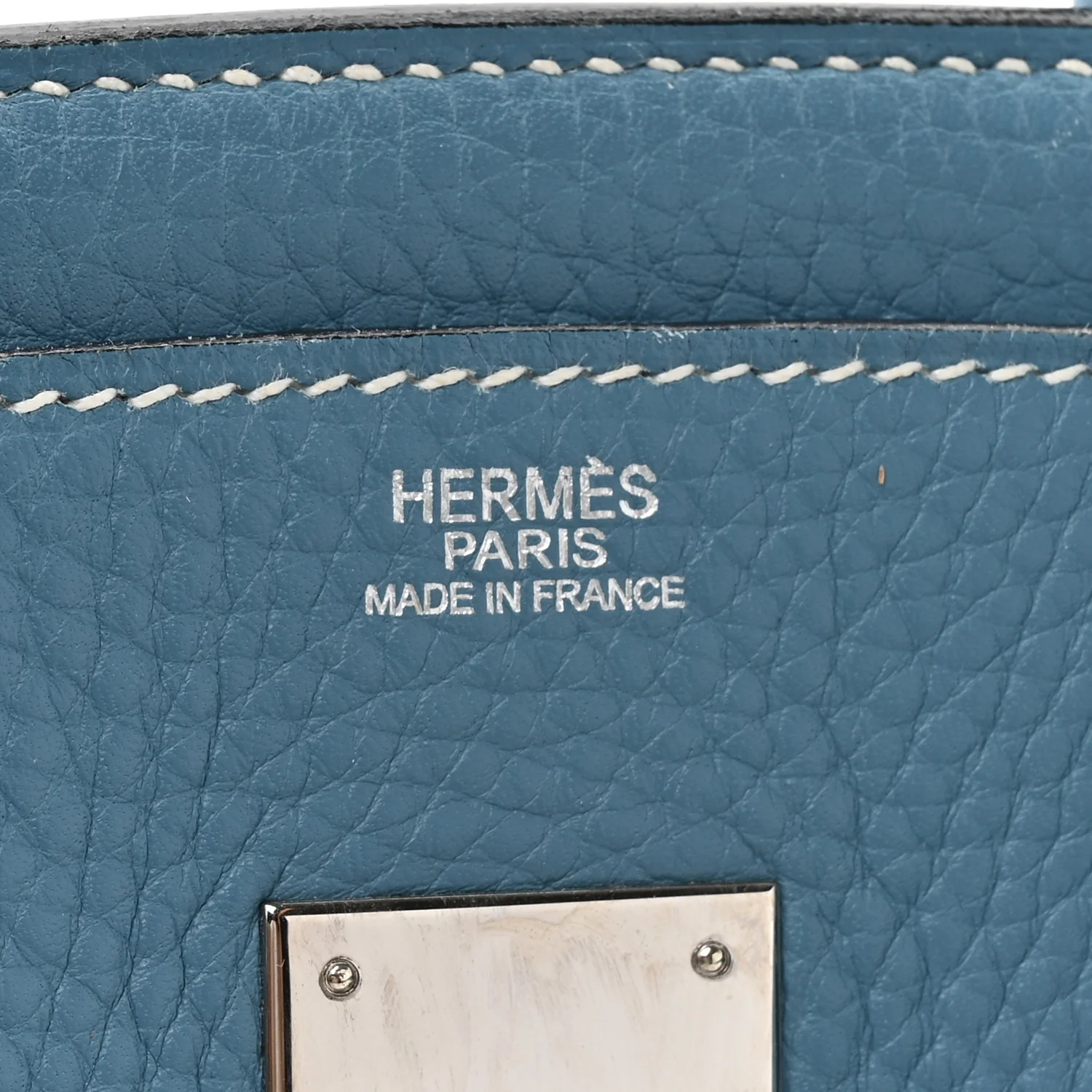 Taurillon Clemence Birkin 30 Blue Jean - Image 6