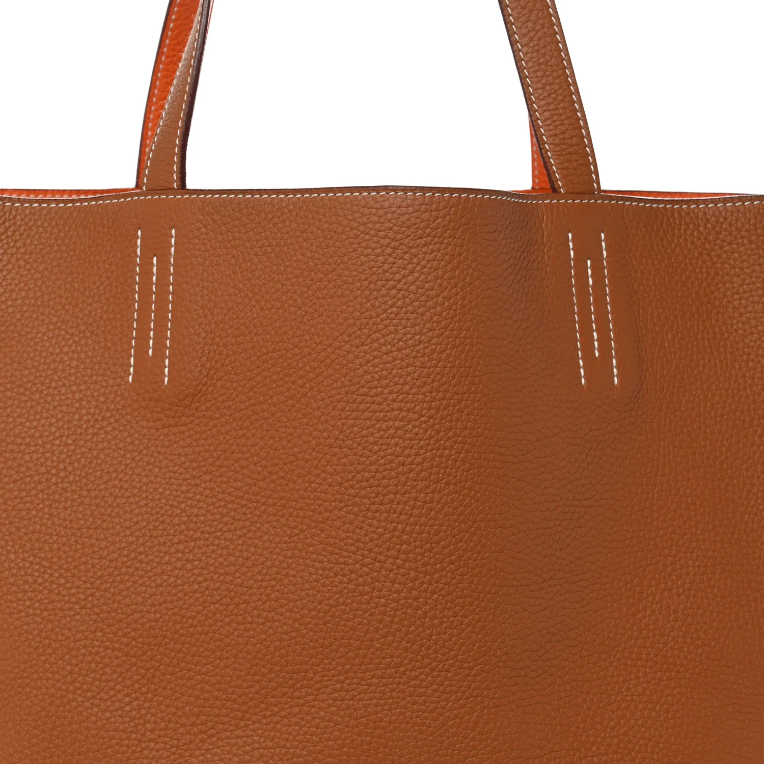Taurillon Clemence Double Sens 45 Reversible Tote Orange Gold - Image 12