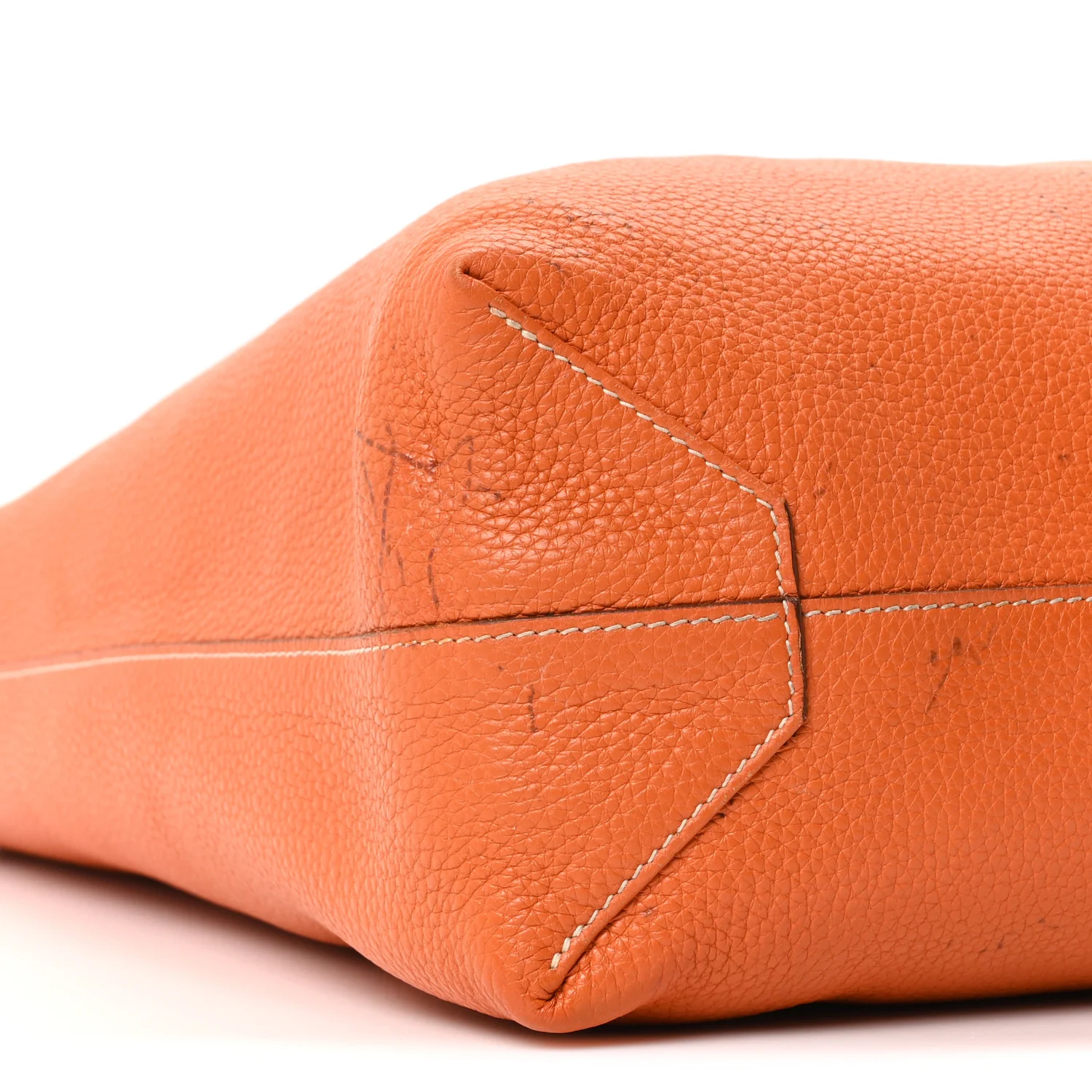 Taurillon Clemence Double Sens Reversible Tote Orange Gold - Image 14