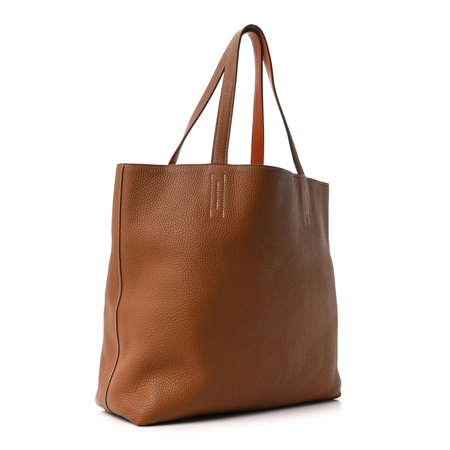 Taurillon Clemence Double Sens Reversible Tote Orange Gold - Image 3