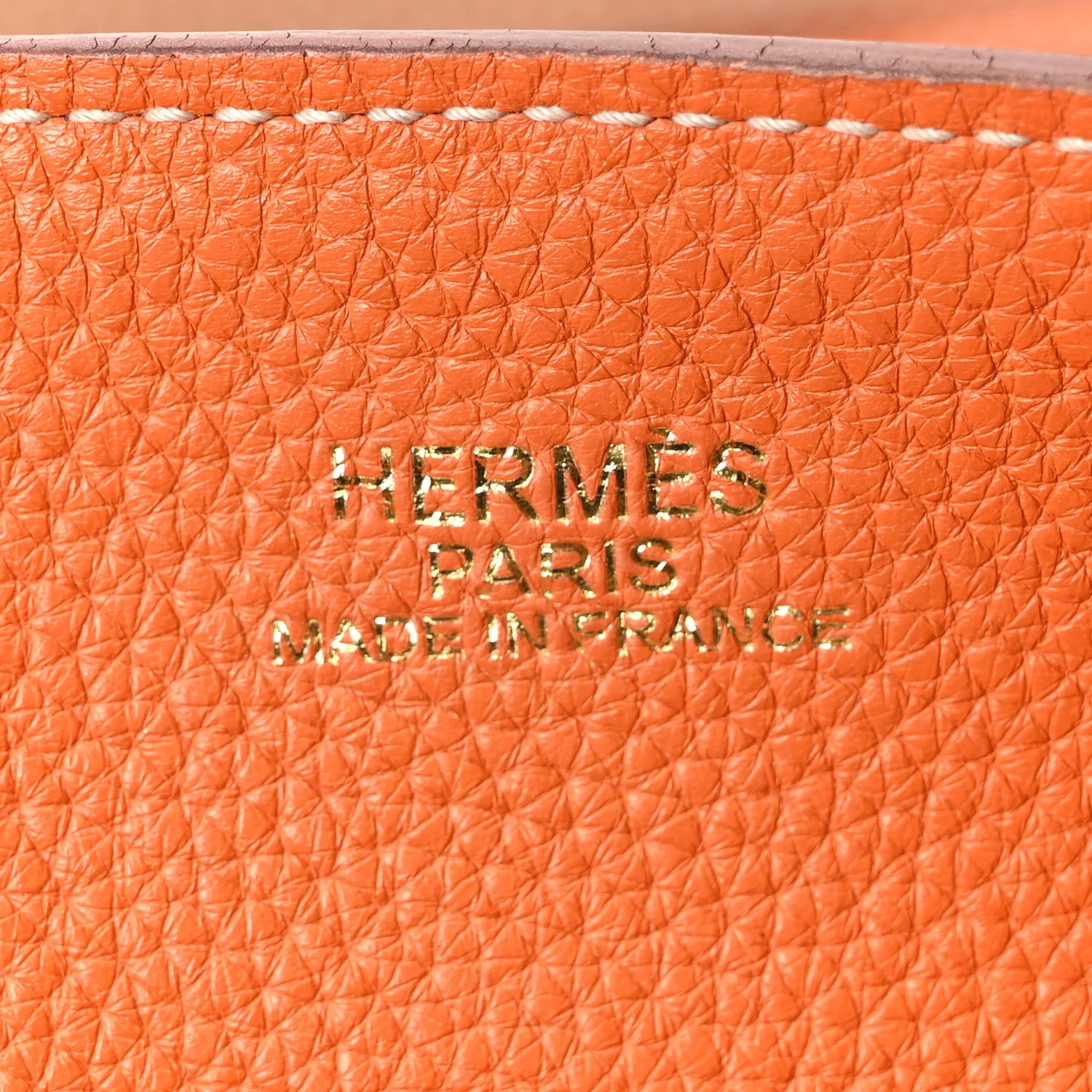 Taurillon Clemence Double Sens Reversible Tote Orange Gold - Image 6