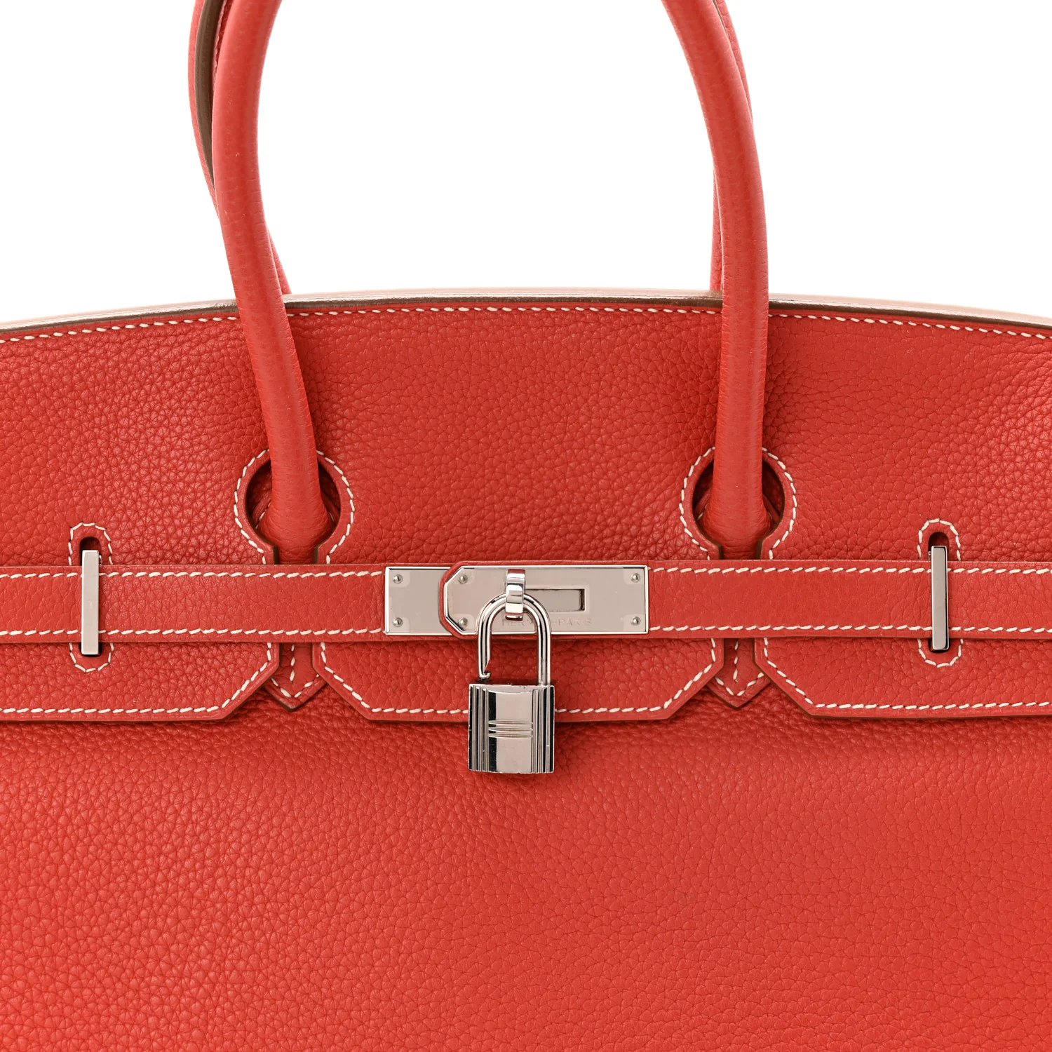 Taurillon Clemence Eclat Birkin 35 Sanguine White - Image 8