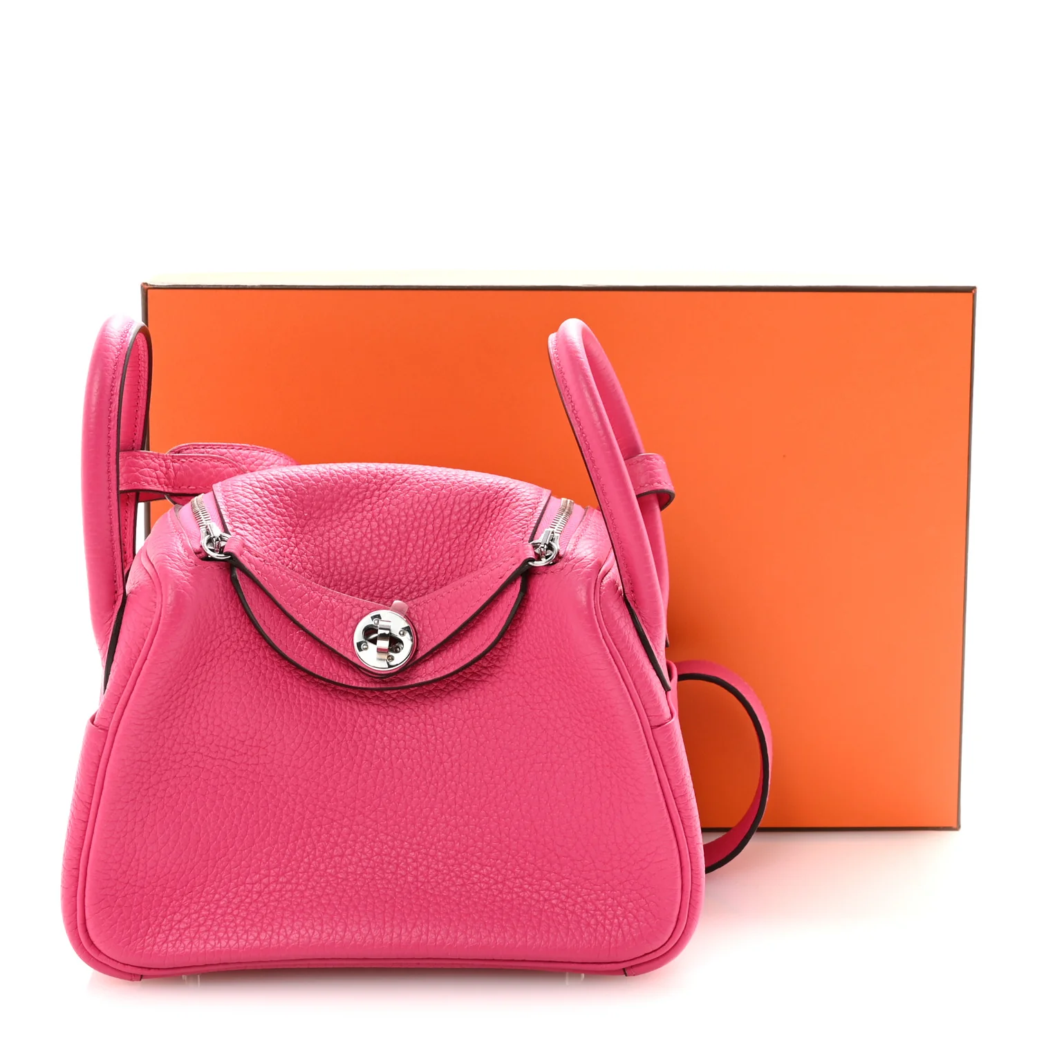 Taurillon Clemence Mini Lindy 20 Rose Shocking - Image 12