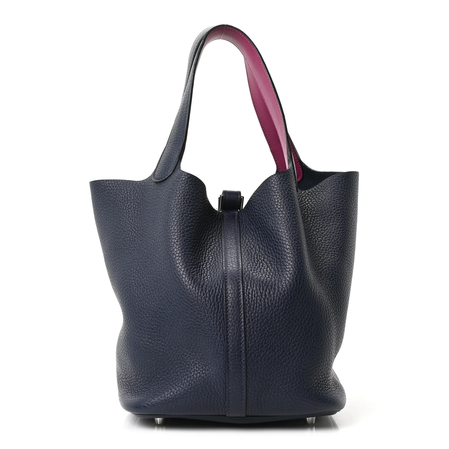 Taurillon Clemence Picotin Lock 22 MM Bleu Nuit Rose Pourpre