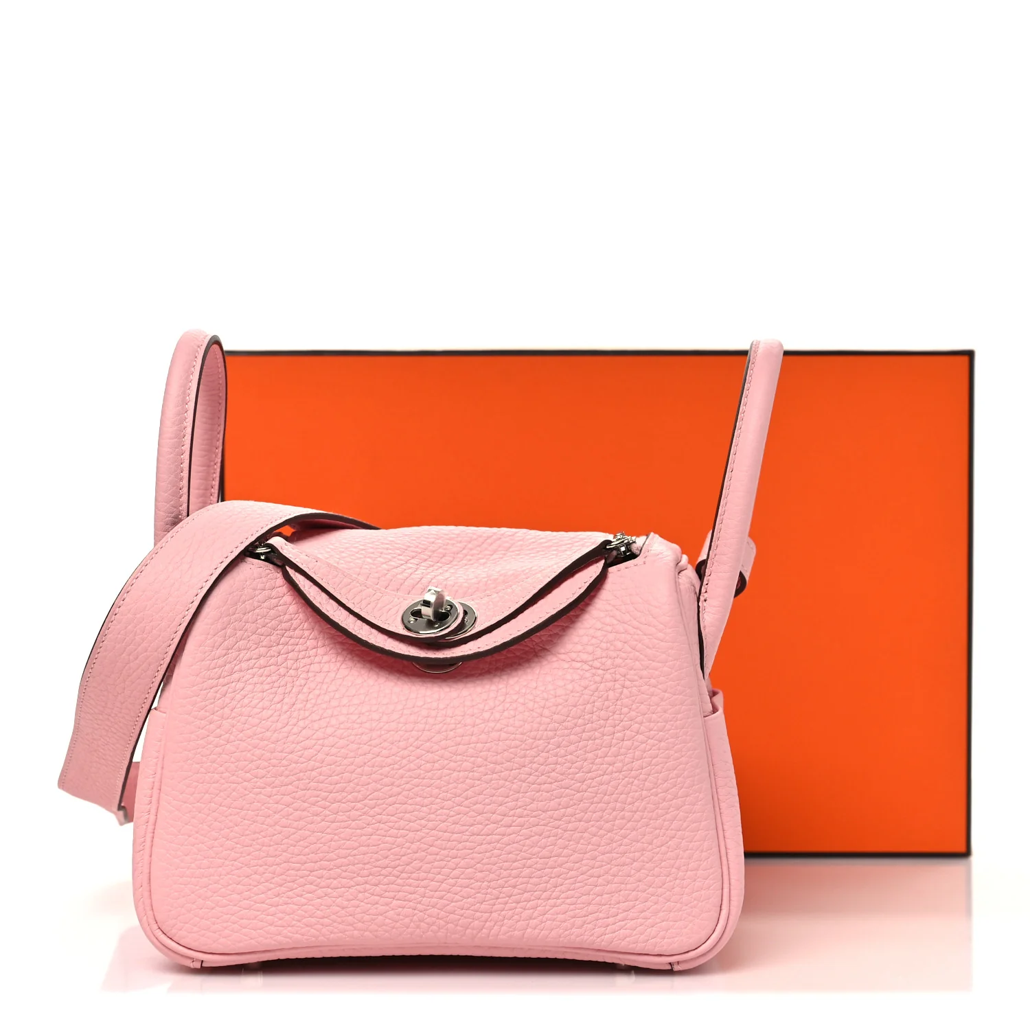 Taurillon Clemence Verso Mini Lindy 20 Rose Sakura Gris Perle - Image 11