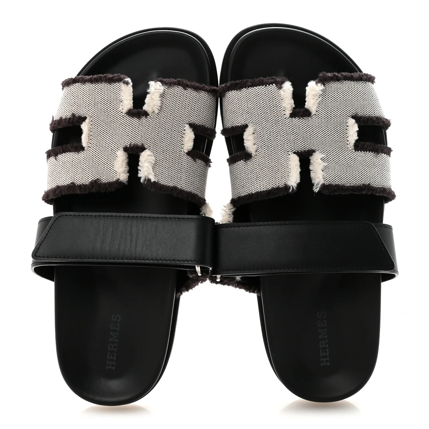 Techno Fringed H Canvas Caflskin Womens Chypre Sandals 36.5 Prunoir Black - Image 2