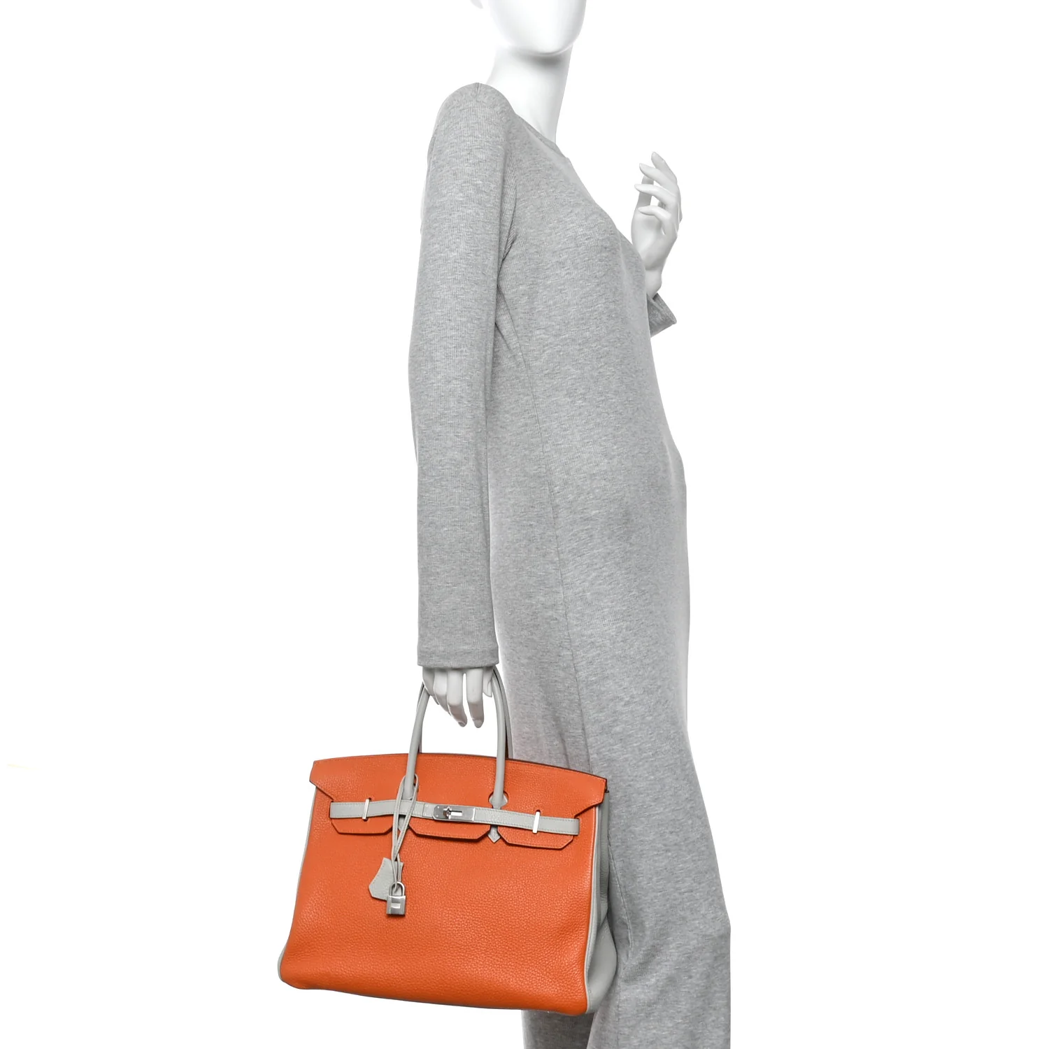 Togo Horseshoe Birkin 35 Orange Gris Perle - Image 2