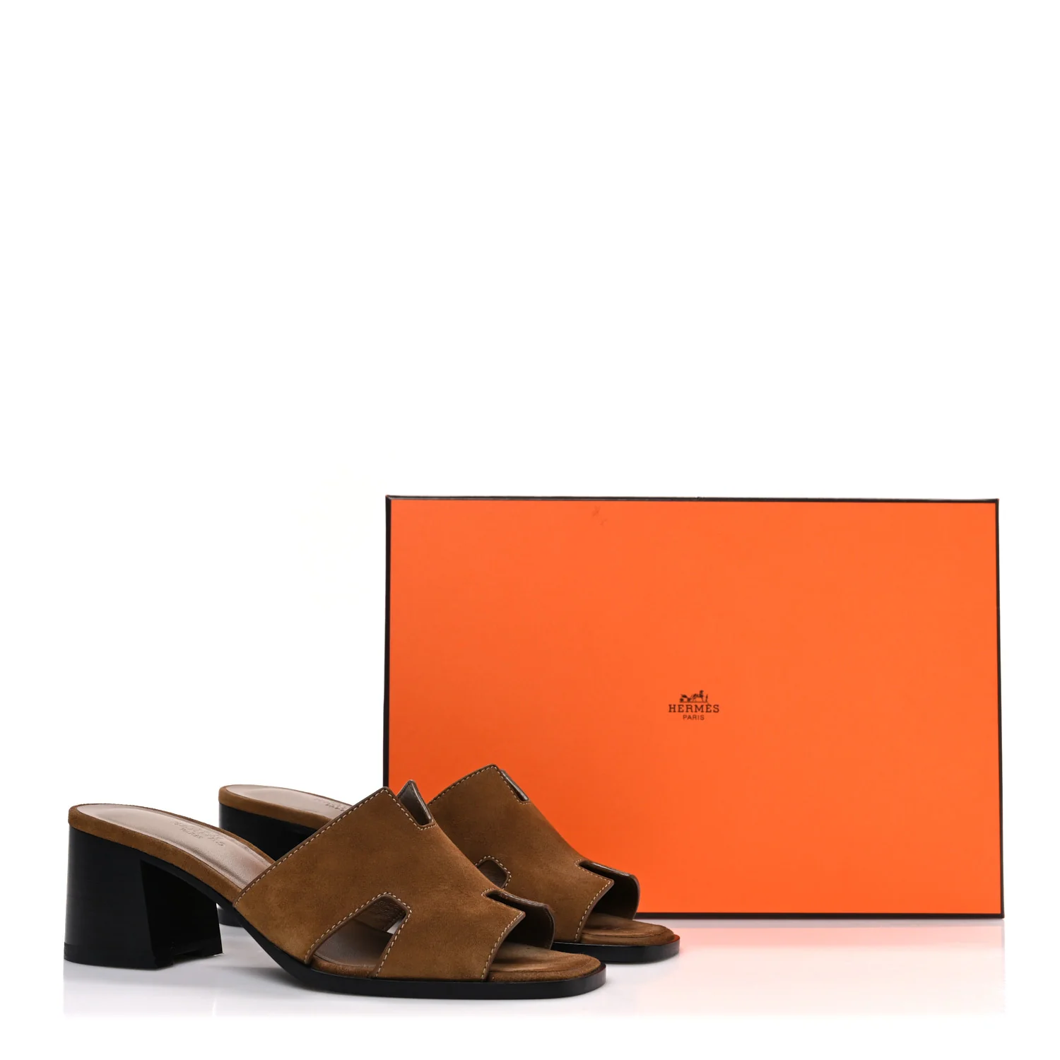 Velvet Goatskin Helia 60 Sandals 37.5 Brun Fume - Image 11