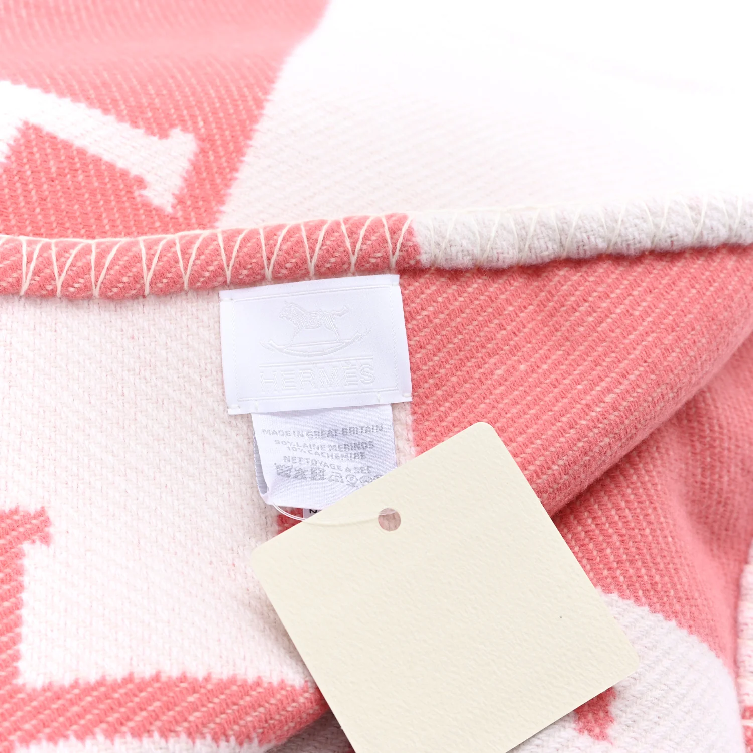Wool Cashmere Avalon Baby Blanket Rose Airelle White - Image 3