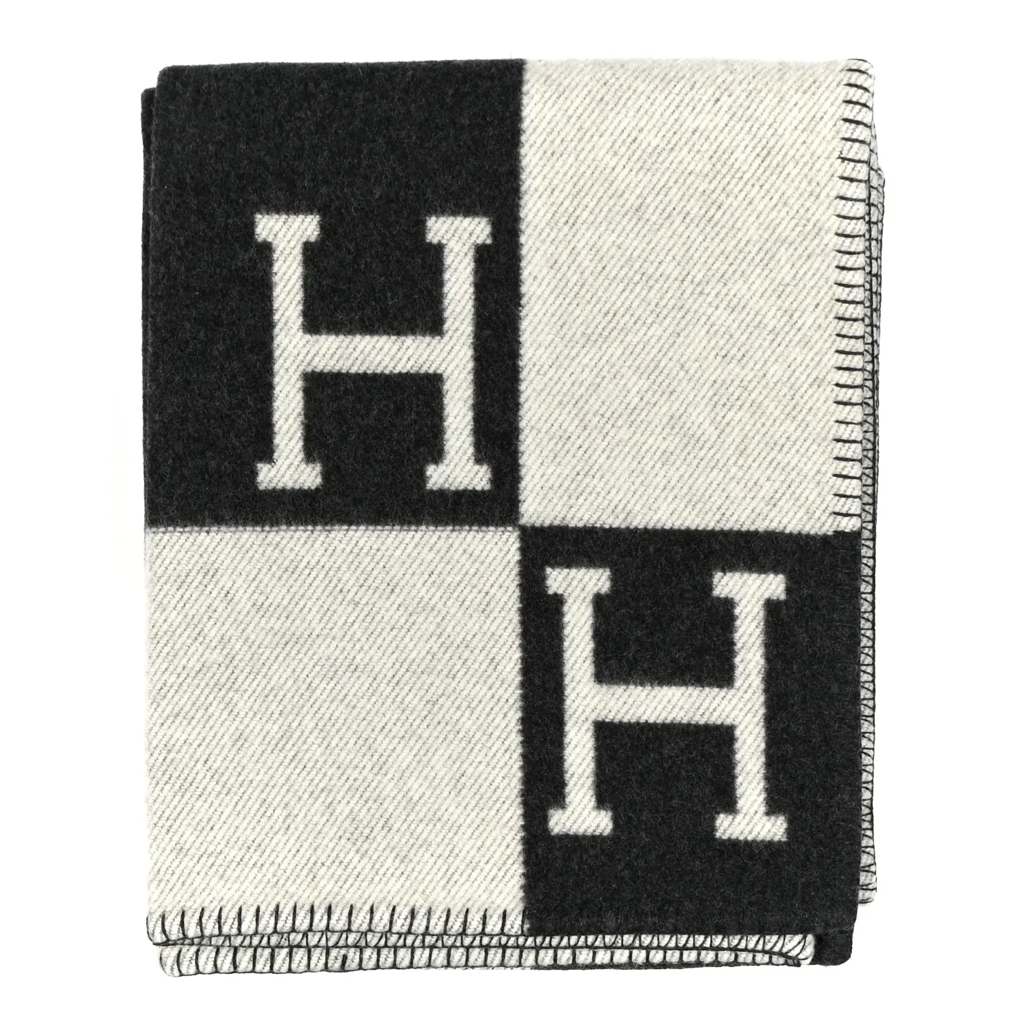 Wool Cashmere Avalon Blanket Ecru Gris Fonce