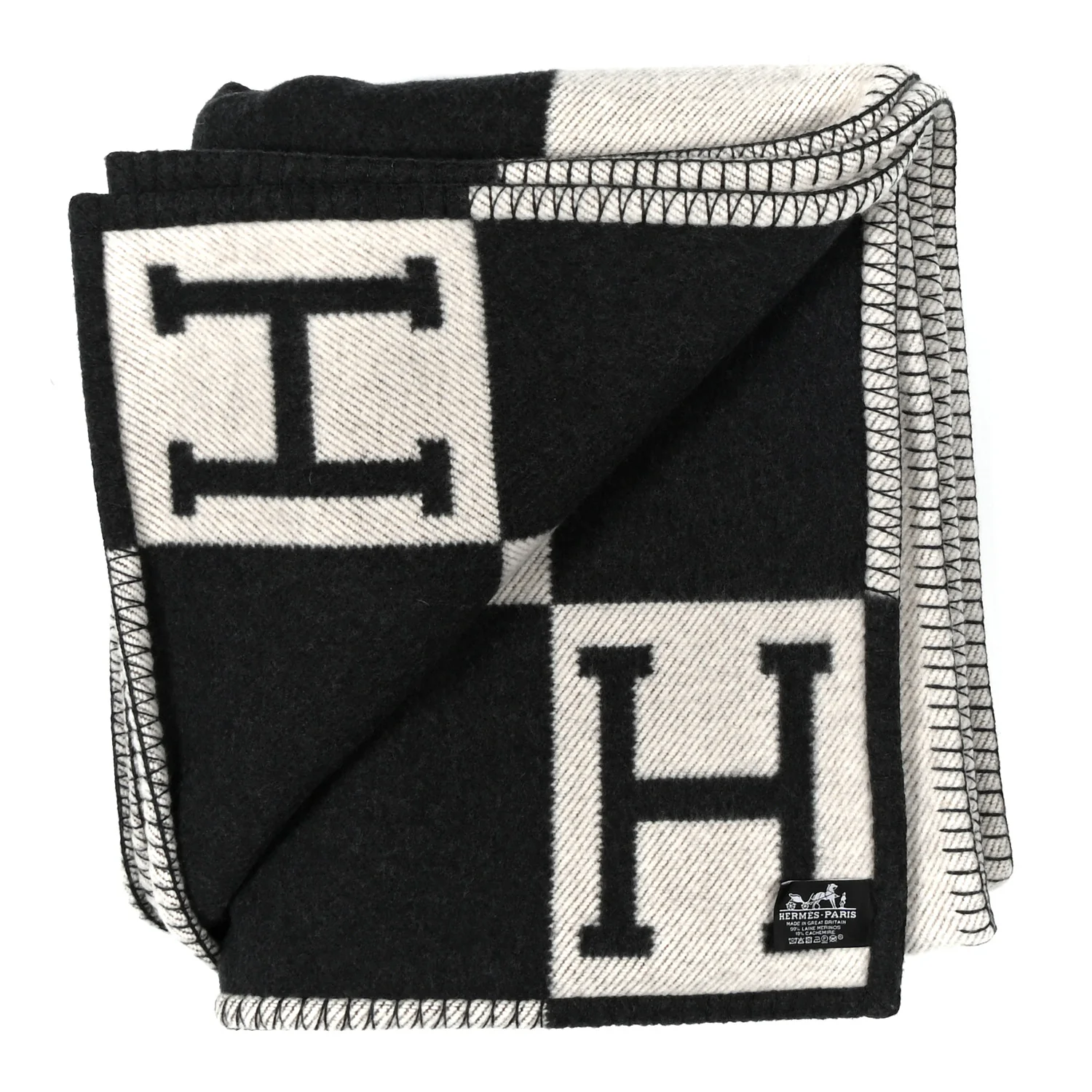 Wool Cashmere Avalon Blanket Ecru Gris Fonce - Image 2