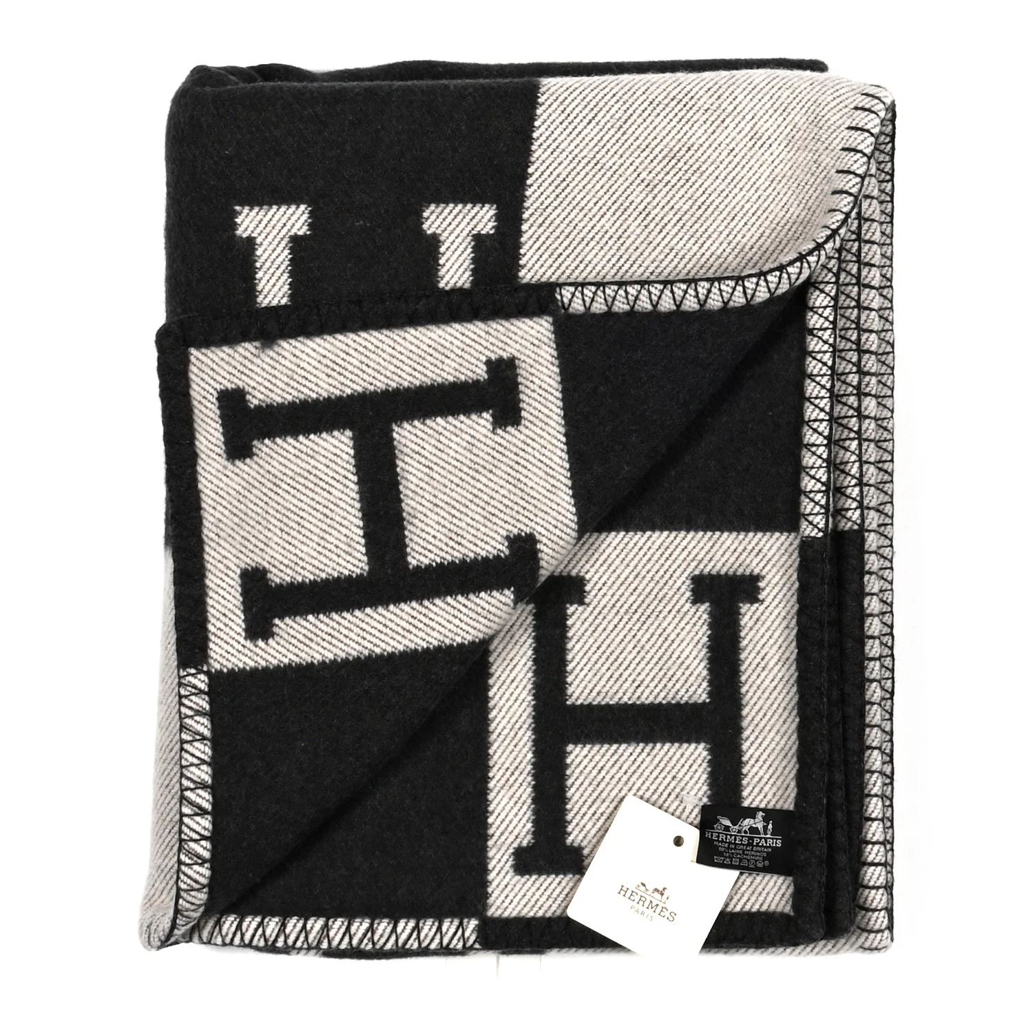 Wool Cashmere Avalon Blanket Ecru Gris Fonce - Image 2