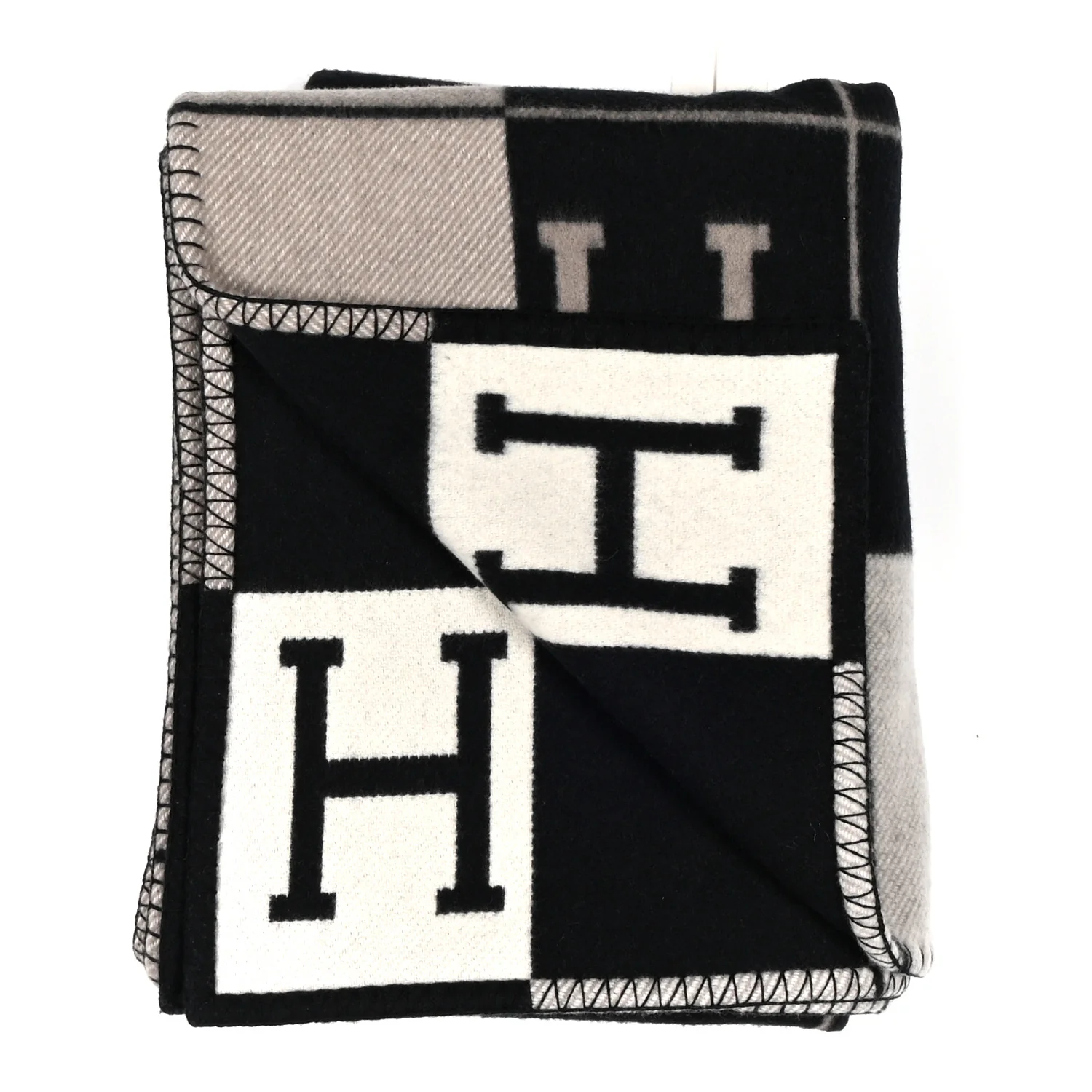 Wool Cashmere Avalon III Blanket Ecru Black - Image 2