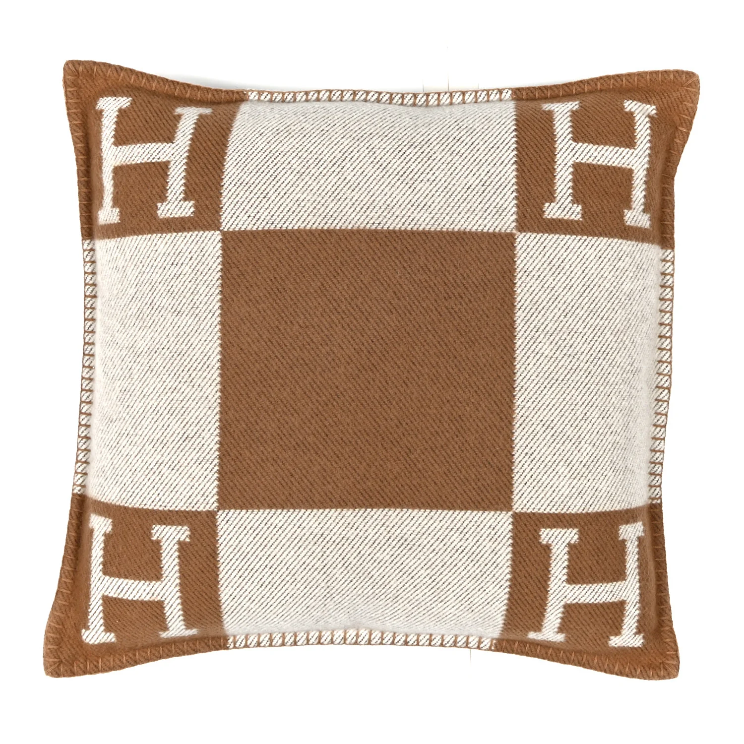 Wool Cashmere Avalon Pillow PM Ecru Camel